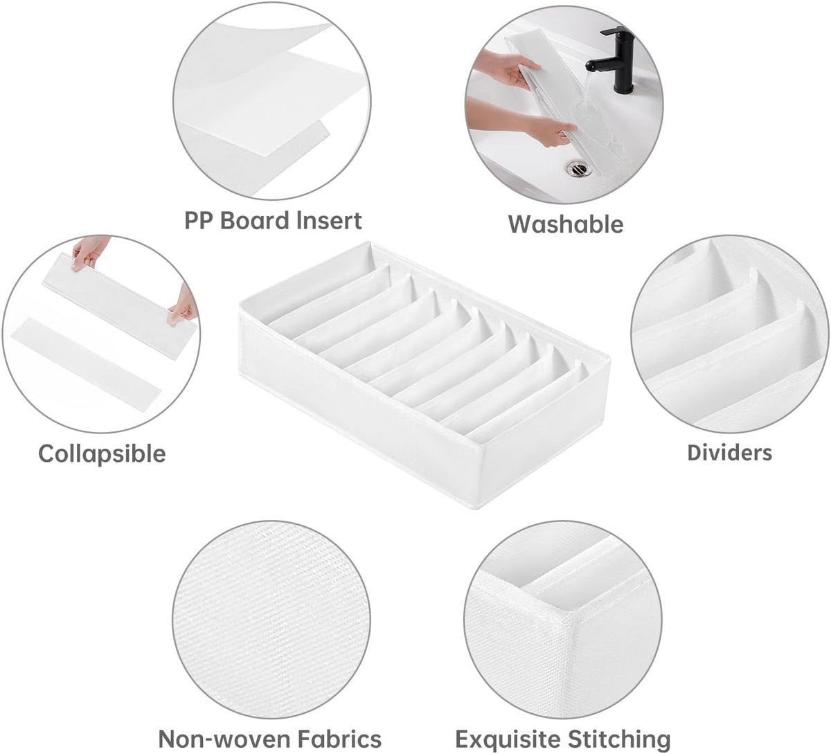 4 Packs T-shirt Drawer Organizers for Clothing,10 Grids Compartment Wardrobe Storage Box, Clothes