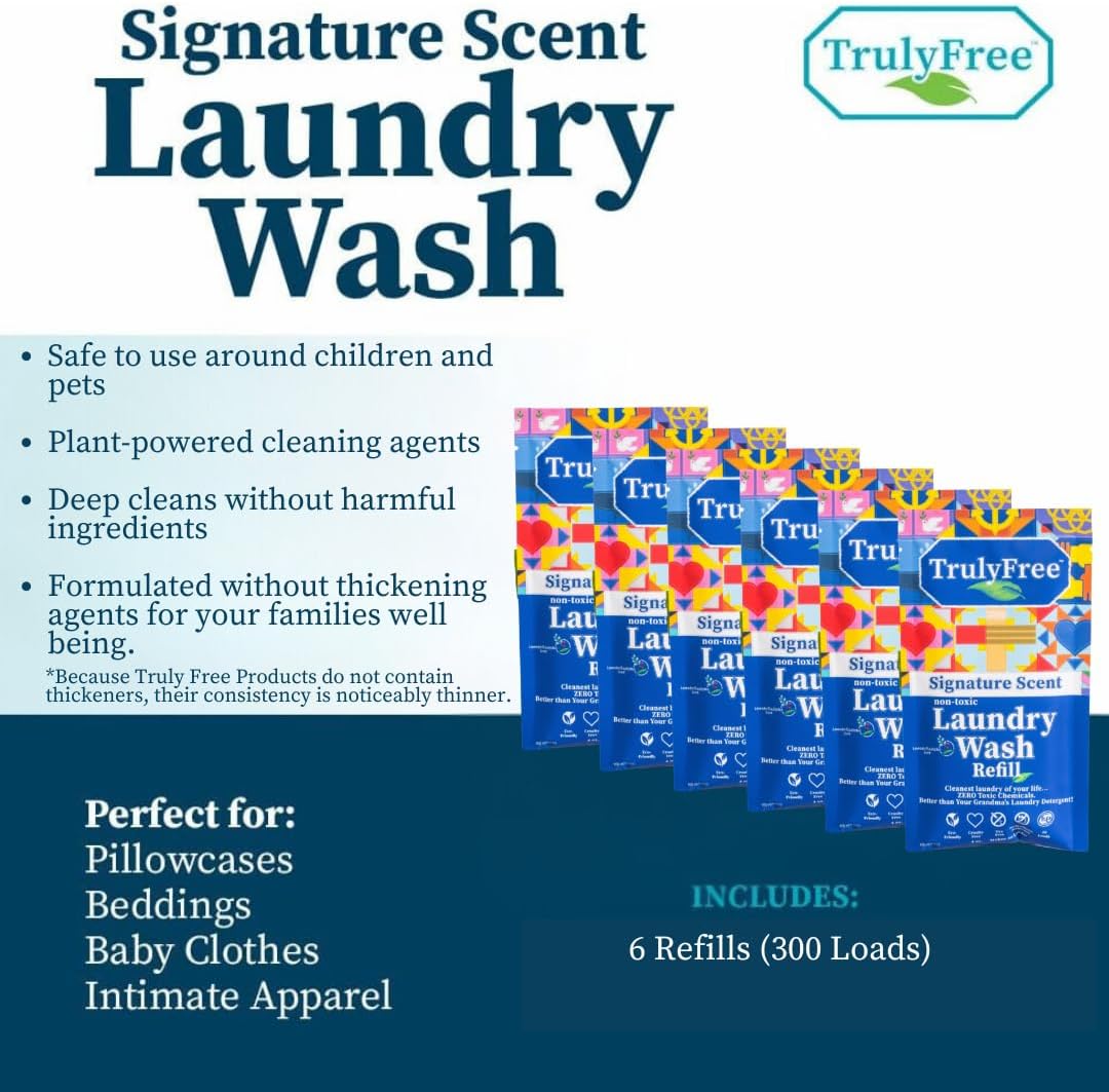 Truly Free Natural Laundry Detergent for Sensitive Skin | Eco Friendly, Plant Based, Baby Clothes