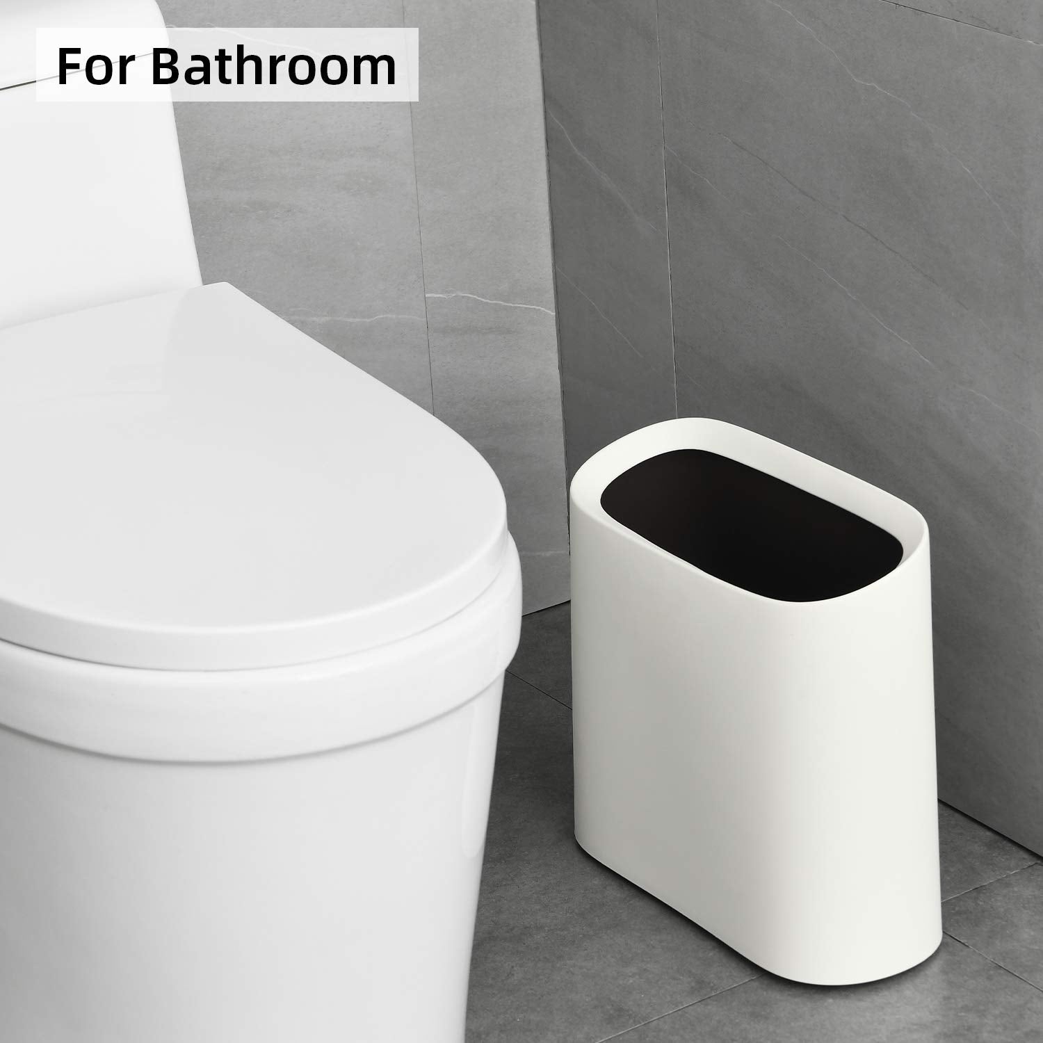 SUBEKYU 2.3 Gal Trash Can for Bathroom,Small Office Garbage Can for Kitchen,Slim Rectangular Waste