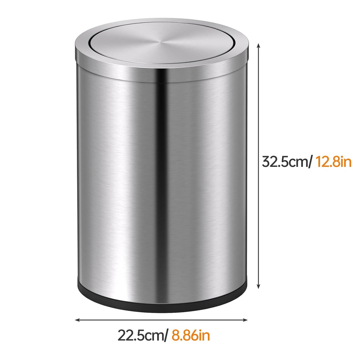 Mbillion Small Trash Can with Swing Lid 4 Gallons/15 Liter, Mini Trash Can with lid, Stainless