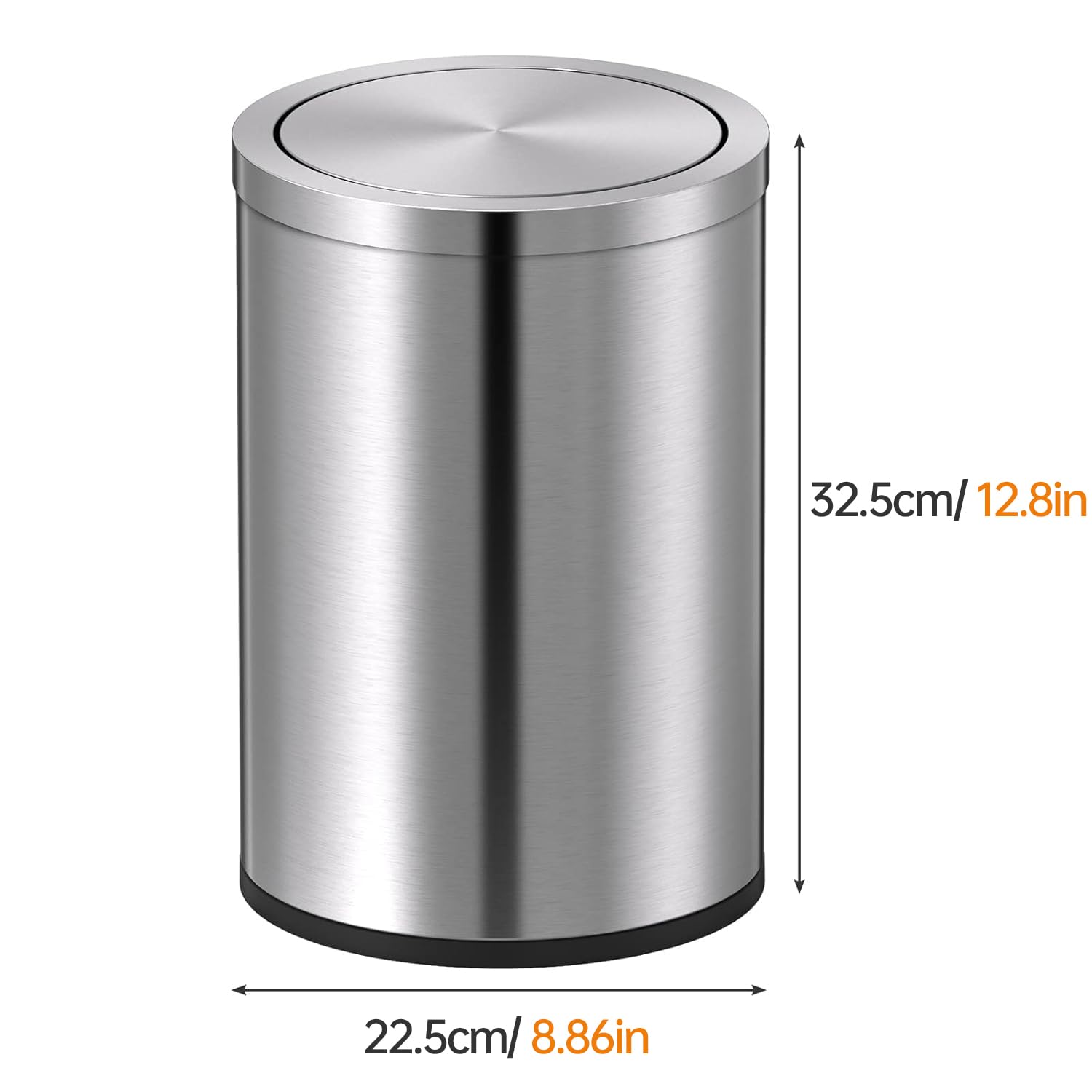 Mbillion Small Trash Can with Swing Lid 4 Gallons/15 Liter, Mini Trash Can with lid, Stainless