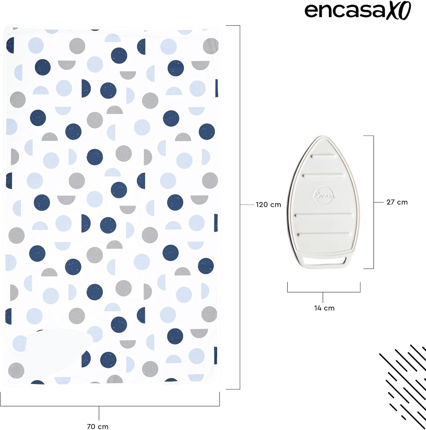Encasa XO Ironing Mat/Pad (Large 48"x28") with 3mm Padding & Silicone Iron Rest for Steam Pressing