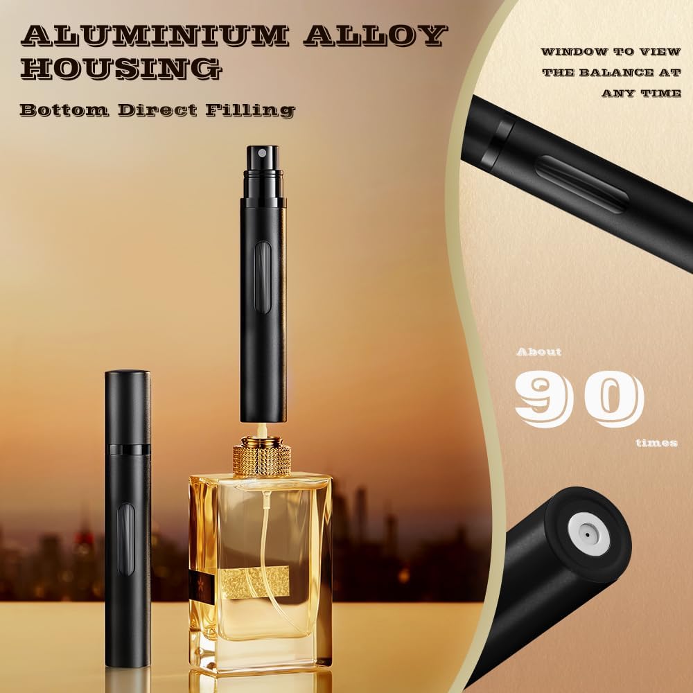 10ml Perfume Atomizer Travel Refillable, 3PCS Perfume Travel Refillable Bottle,Bottom-Filling