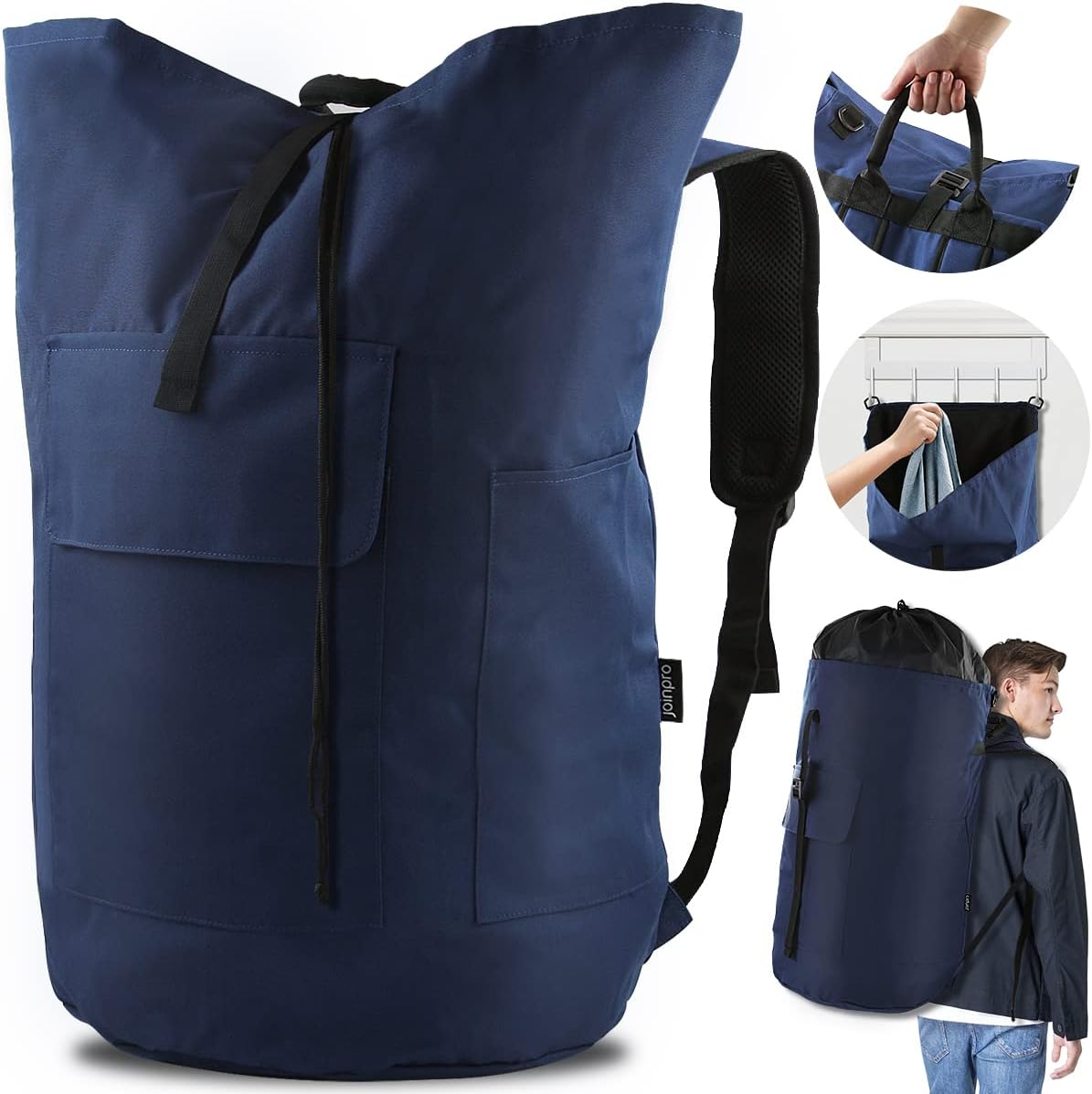 Laundry Bag Backpack, 125L Extra Large Travel Laundry Bags with Shoulder Straps, Adjustable &