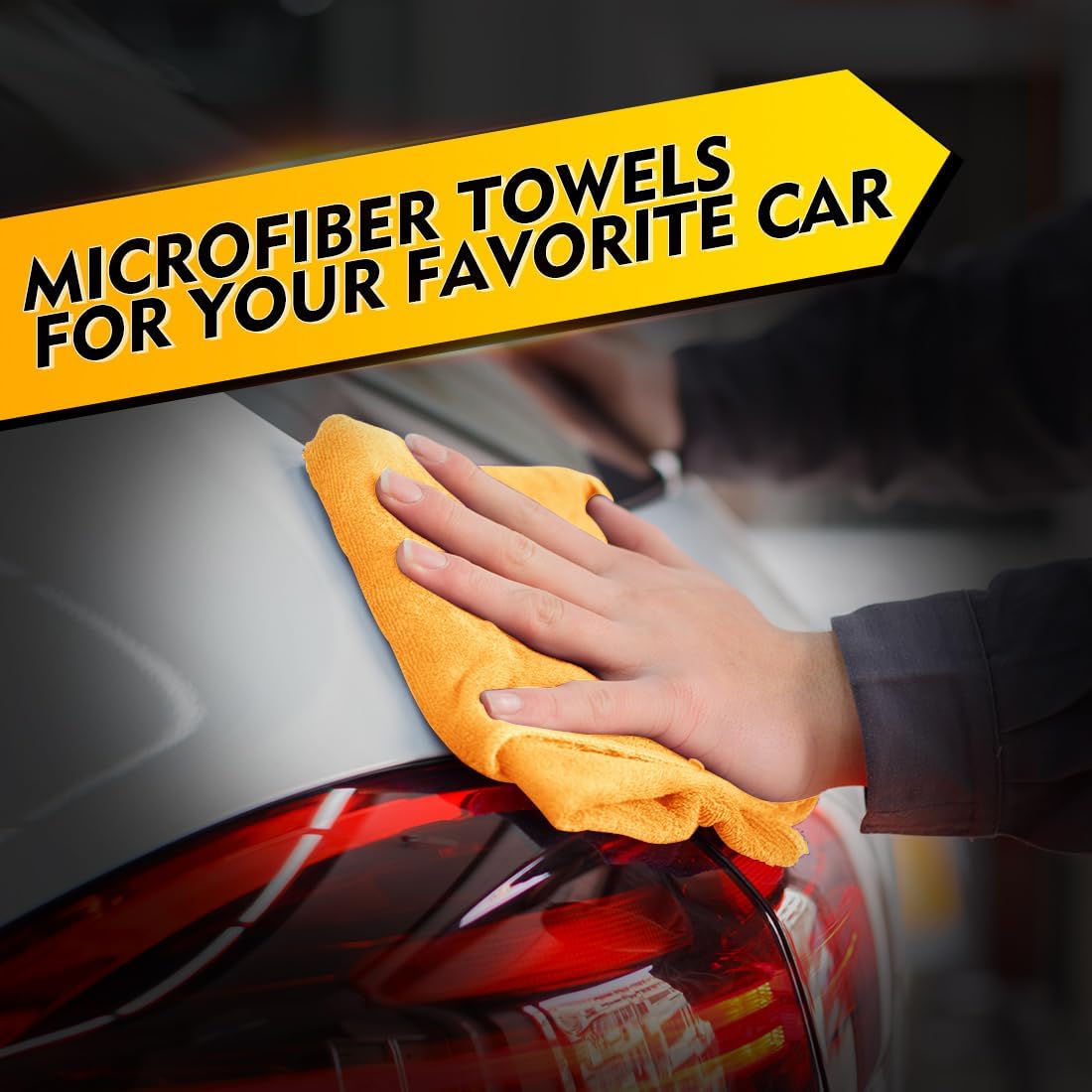 HOMEXCEL Yellow Microfiber Cleaning Cloths 12 Pack, 12.5 x 12.5 inch Microfiber Towel for Cars