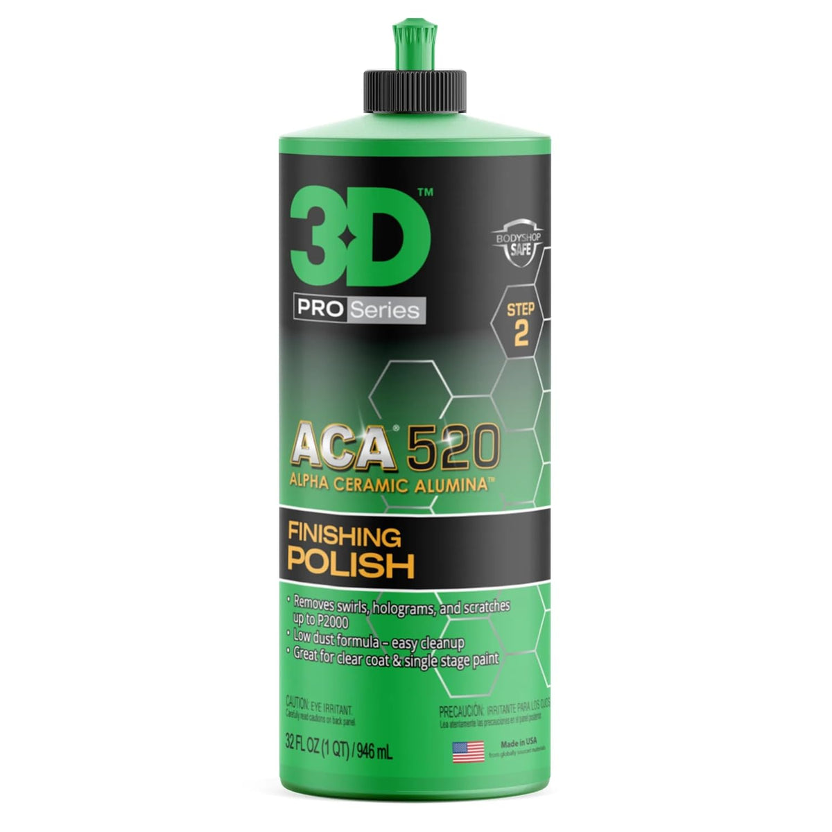 3D ACA 520 Finishing Polish - 32oz - Step 2 Body Shop Finishing Polish - Easy Clean Up, Superior