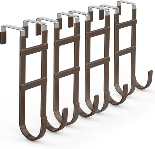 FYY Over The Door Hooks - 4 Pack Heavy Duty Dual-Hook Organizer Hanger with Non-Slip Rubber for