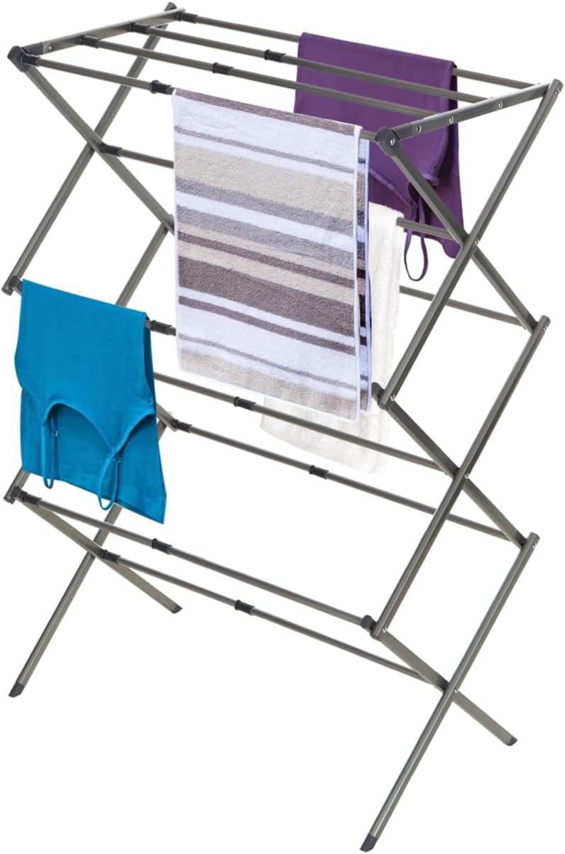 BLACK+DECKER 3 Tier Expandable Collapsing Foldable Laundry Rack for Air Drying Clothing, Space