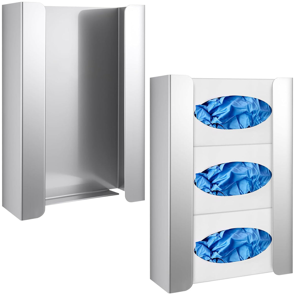 Blulu 2 Pack Glove Box Holder/Dispenser Stainless Steel Triple Wall Mounted Glove Box Organizer