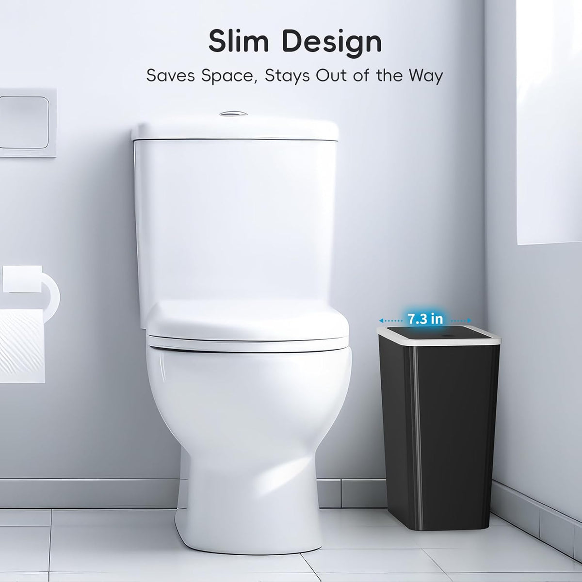 Small Trash Can, 3 Pack 4 Gallons Bathroom Garbage Can with Lid Press-Top, Small Waste Basket with