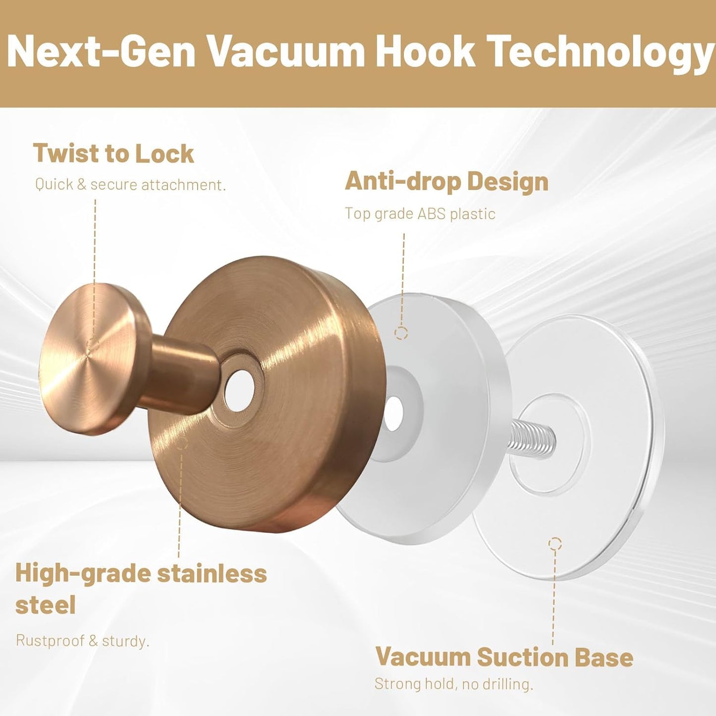 4pcs Suction Cup Hooks for Shower,Shower Towel Suction Hooks,No Drill Towel Hooks for Bathroom