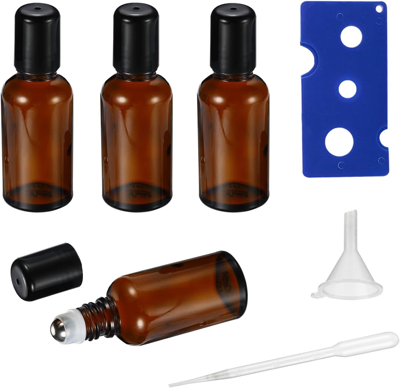 15ML Roller Bottles for Essential Oil, 4 Pack Empty Amber Glass Roller Bottle for Perfume Oil, Roll
