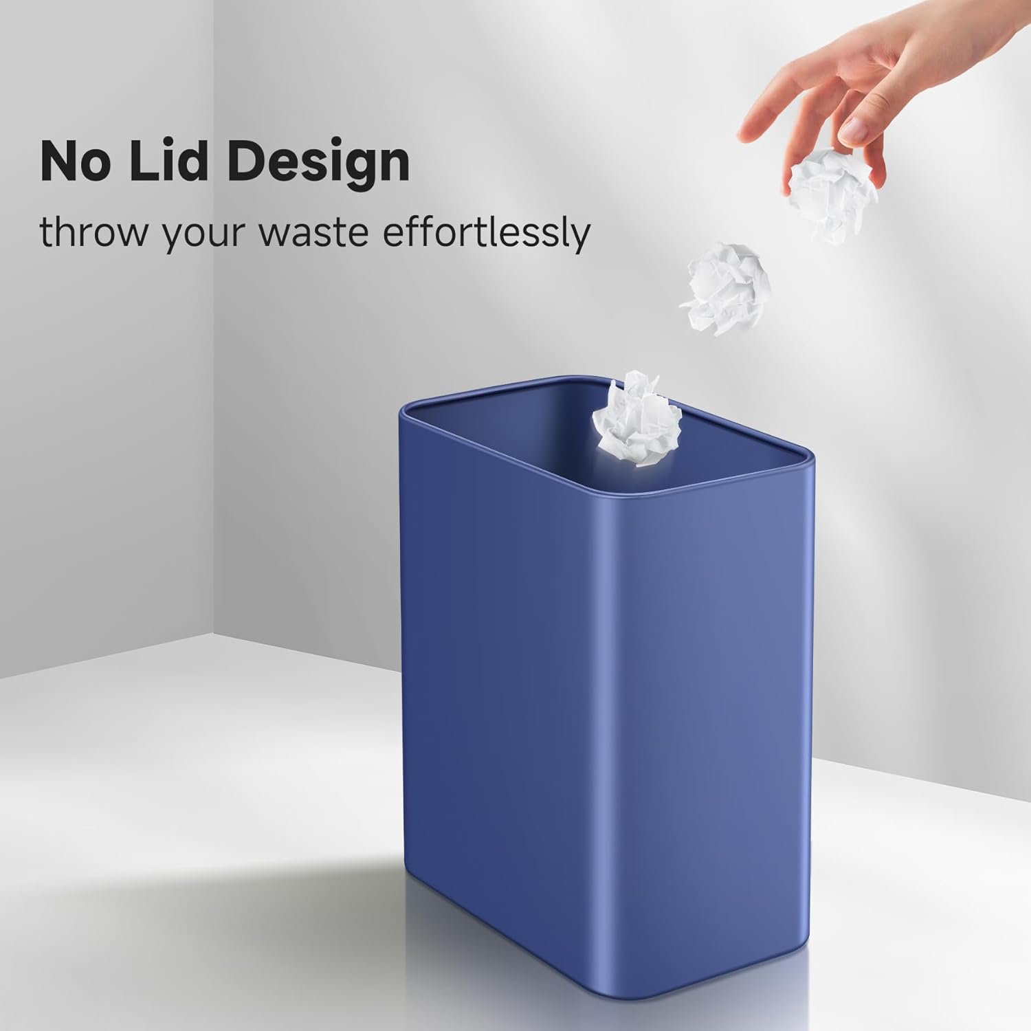 TIPGO Small Metal Trash Can, 2.1 Gallon Slim Trash Can for Bathroom, Wastebasket Garbage Bin for