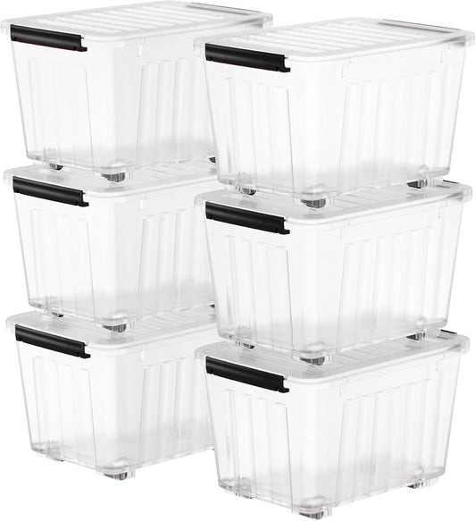 Nazhura 97Quart Plastic Storage Bin, Stackable and Nestable Storage Boxes with Clear Lids and