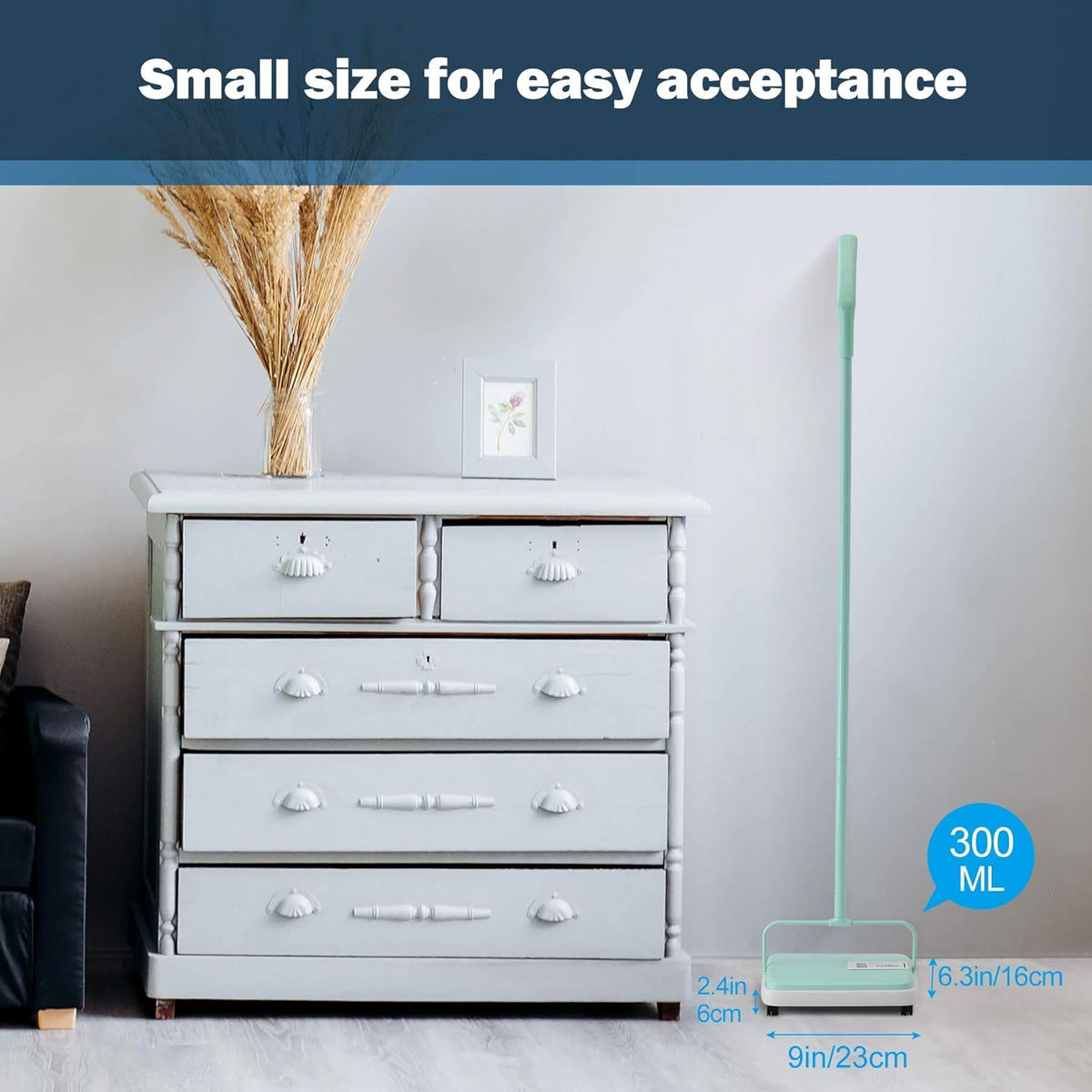 Eyliden Carpet Sweeper, Mini Size Lightweight Hand Push - No Noise, Non-Electric, Easy Manual
