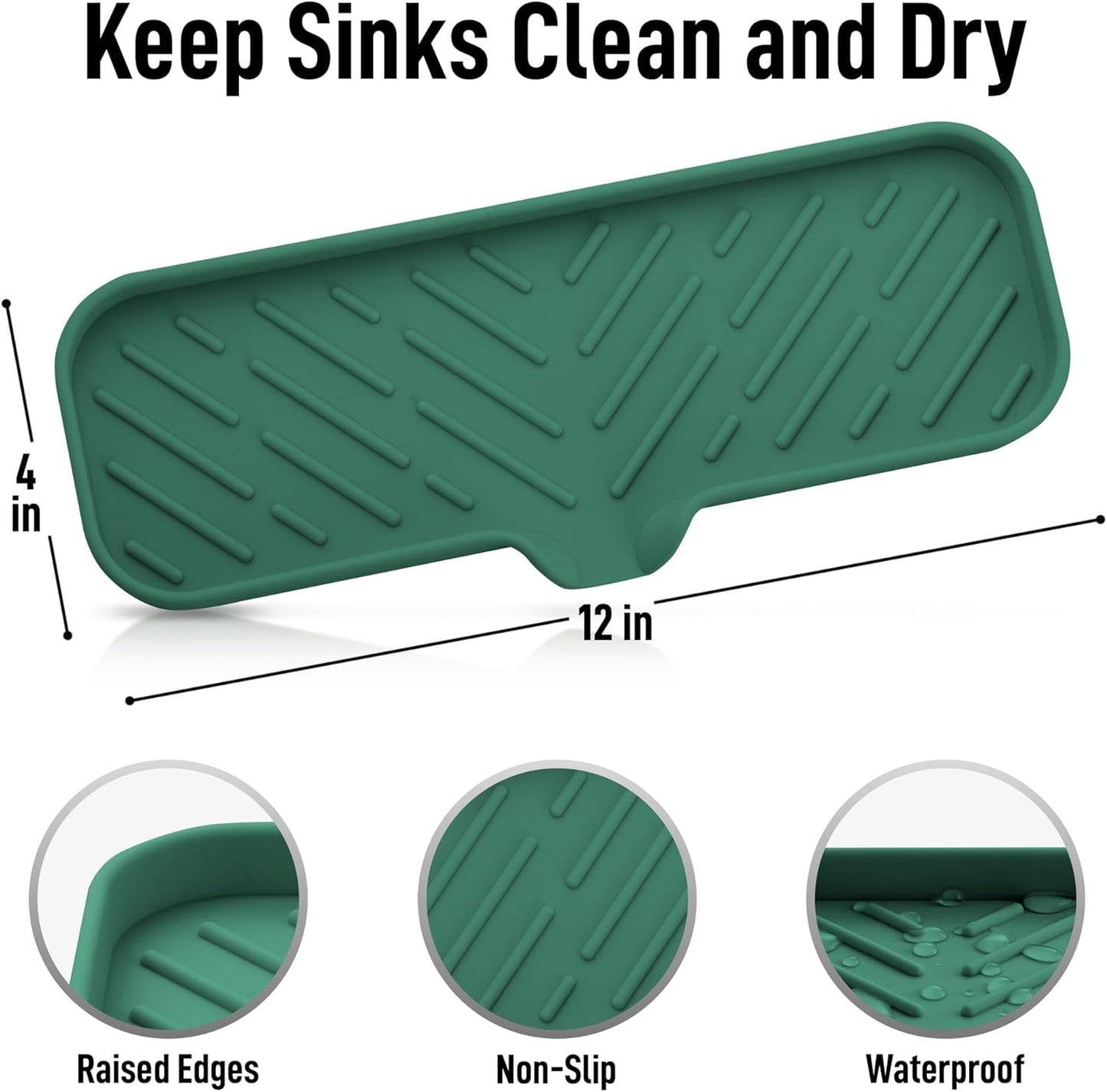 Zulay Kitchen Large Silicone Sponge Holder (12x4) – Flexible Sink Organizer Tray for Kitchen &