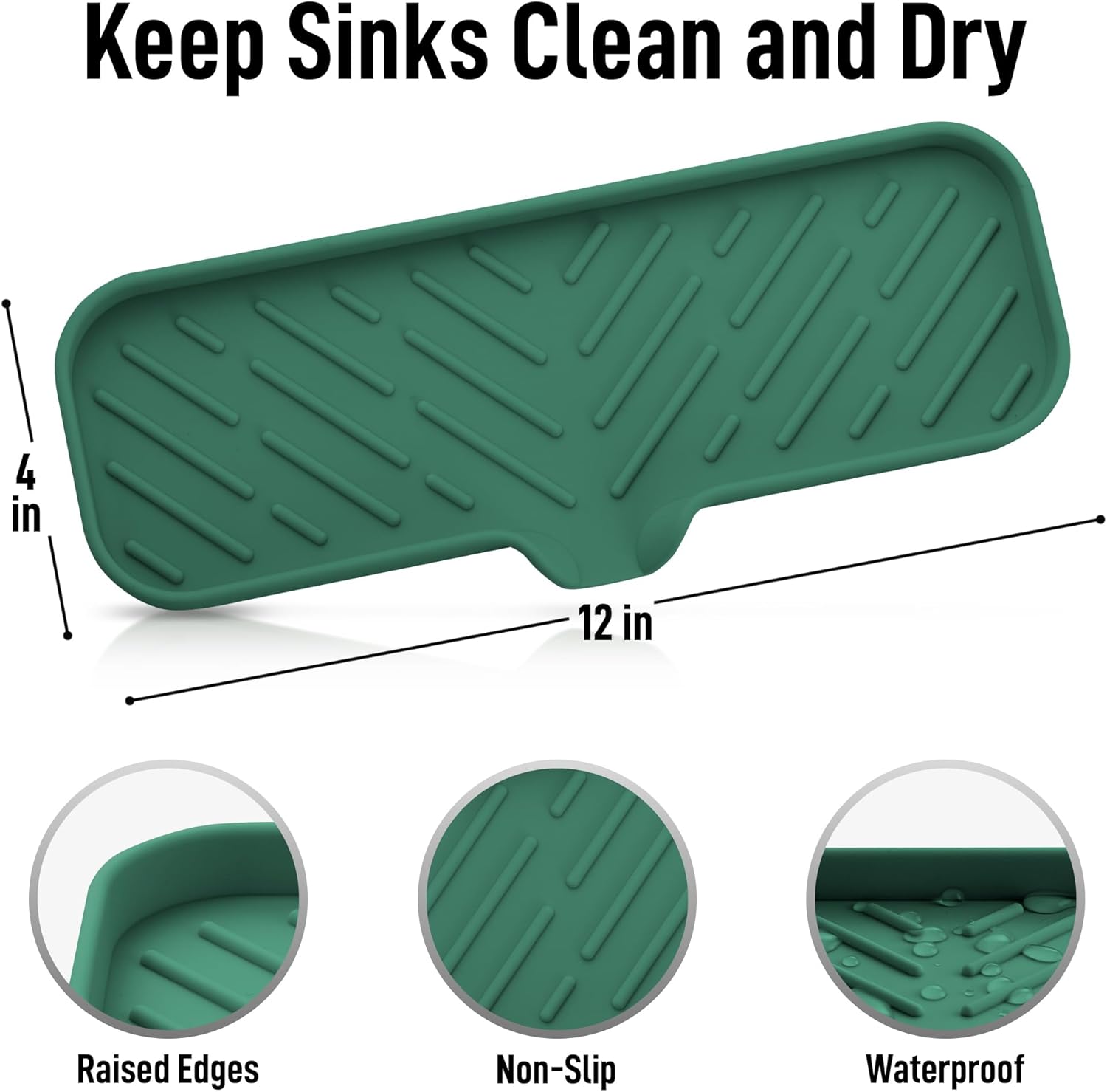 Zulay Kitchen Large Silicone Sponge Holder (12x4) – Flexible Sink Organizer Tray for Kitchen &