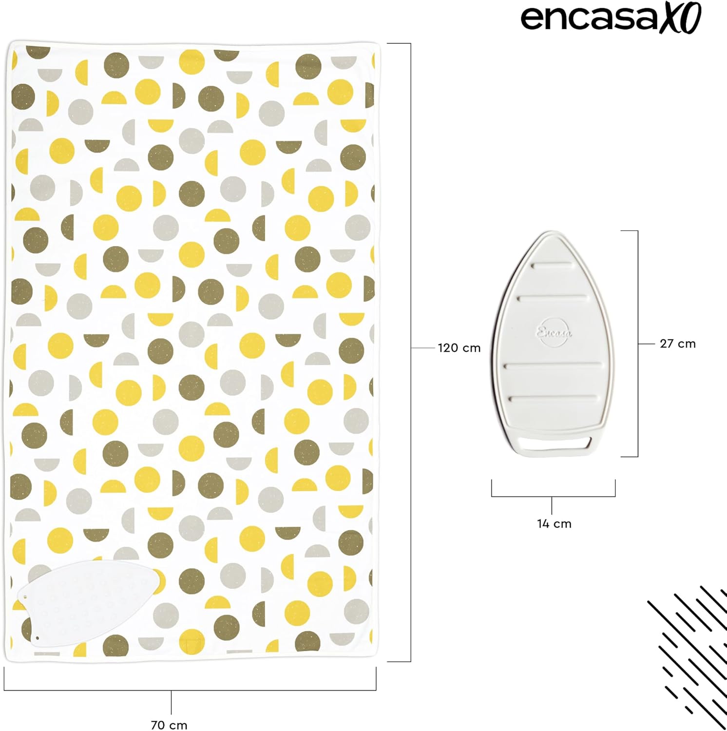 Encasa XO Ironing Mat/Pad (Large 48"x28") with 3mm Padding & Silicone Iron Rest for Steam Pressing