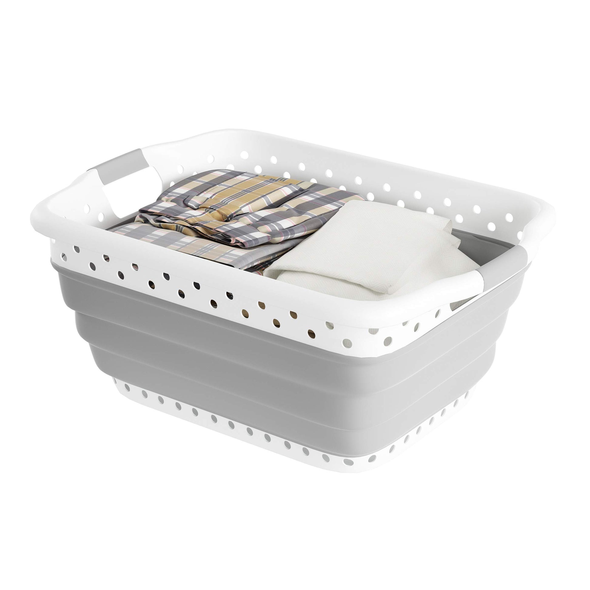 Lavish Home Collapsible Plastic Laundry Basket, Gray, 24.25”x17.5”x10.5”