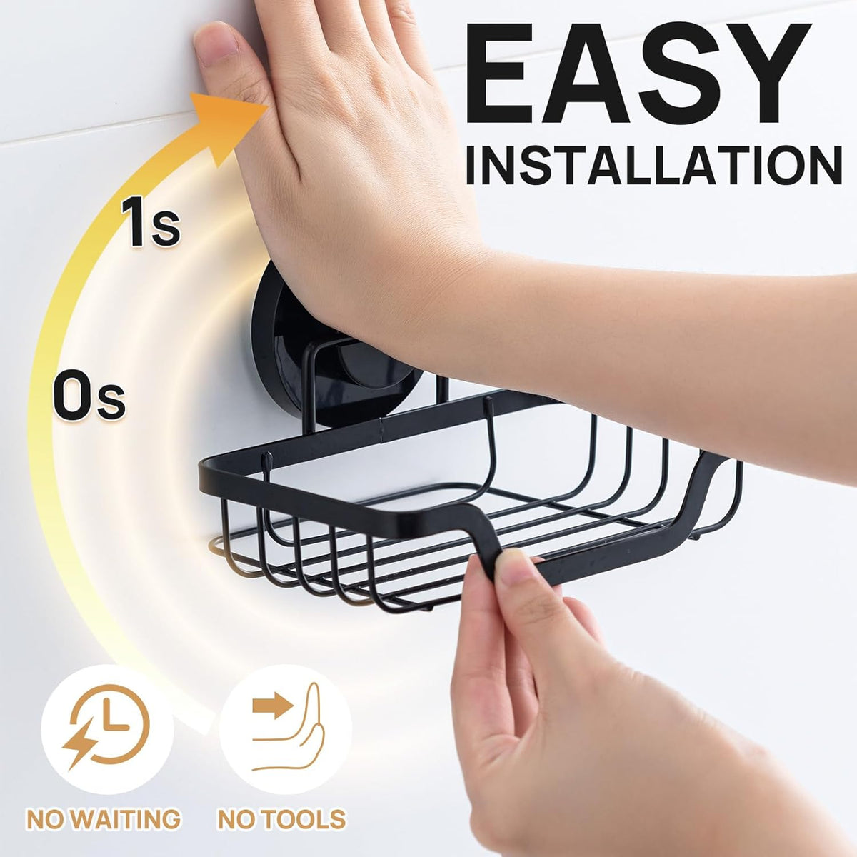 LEVERLOC Soap Dish, Soap Bar Holder for Shower Suction Cup Wall Mounted, Stainless Steel