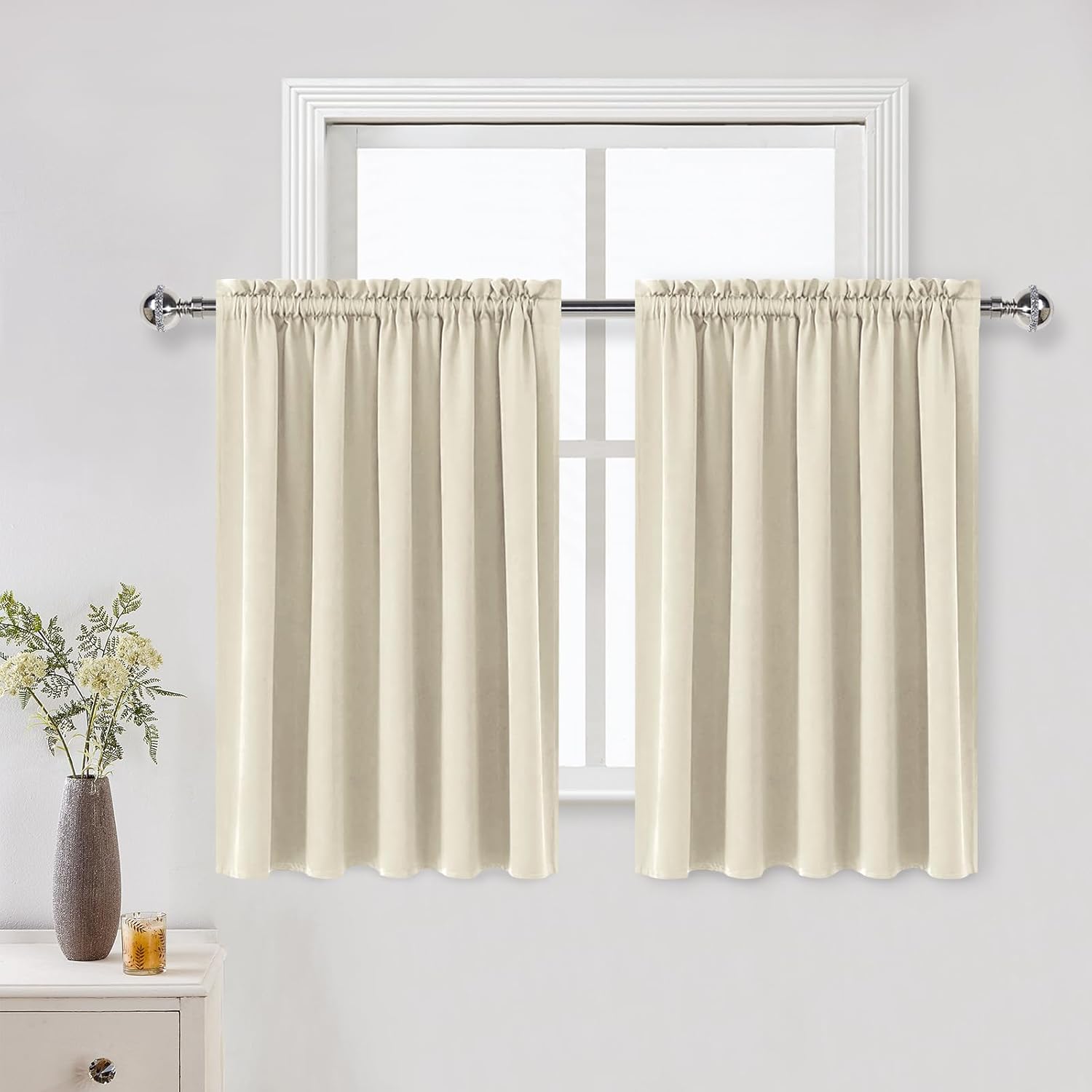 DWCN Thermal Short Blackout Curtains for Bedroom/Kitchen, Energy Saving Room Darkening Curtains for