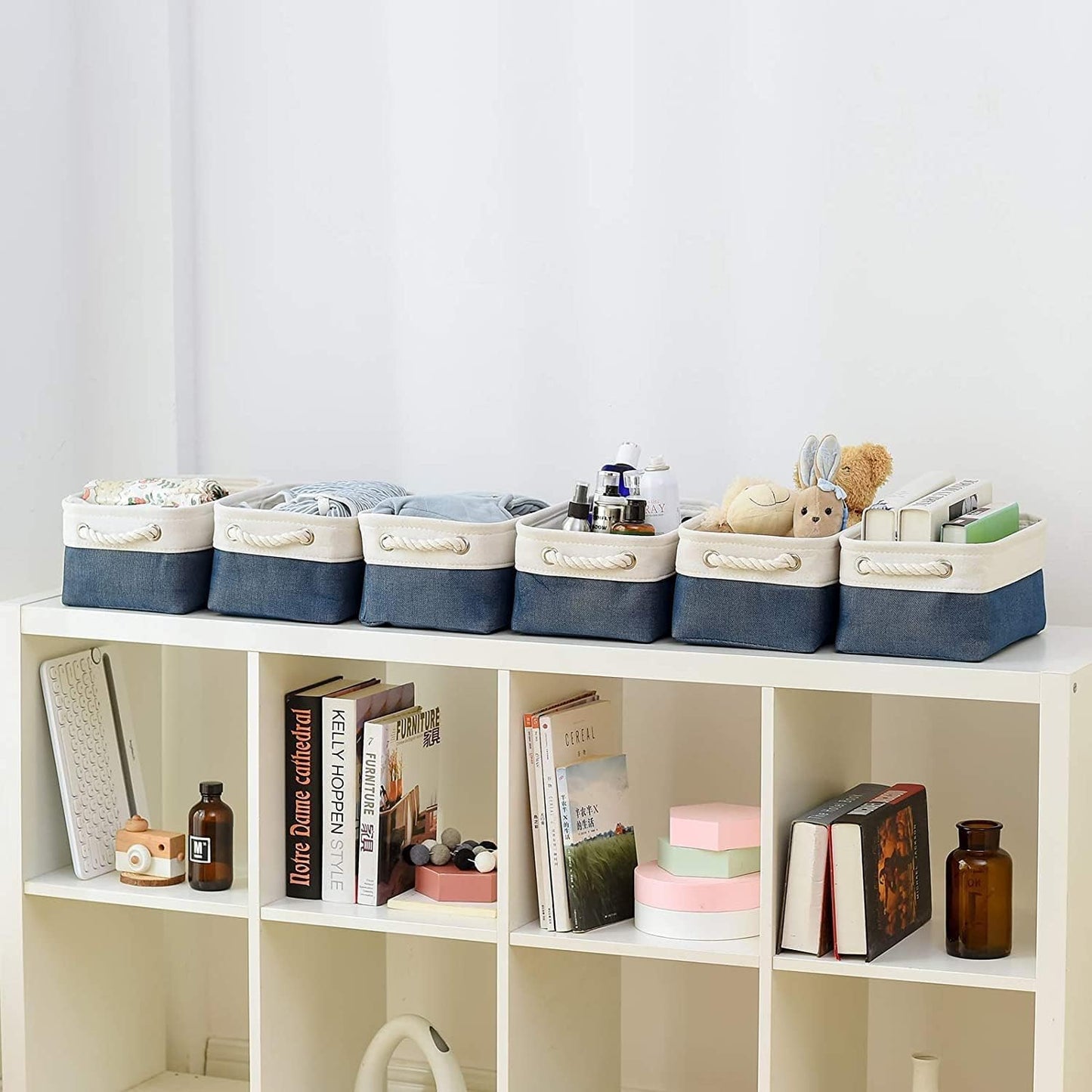 TheWarmHome Storage Basket for Organizing - Small 12x8x5.2 inch 6 Pack Collapsible Storage Bin for