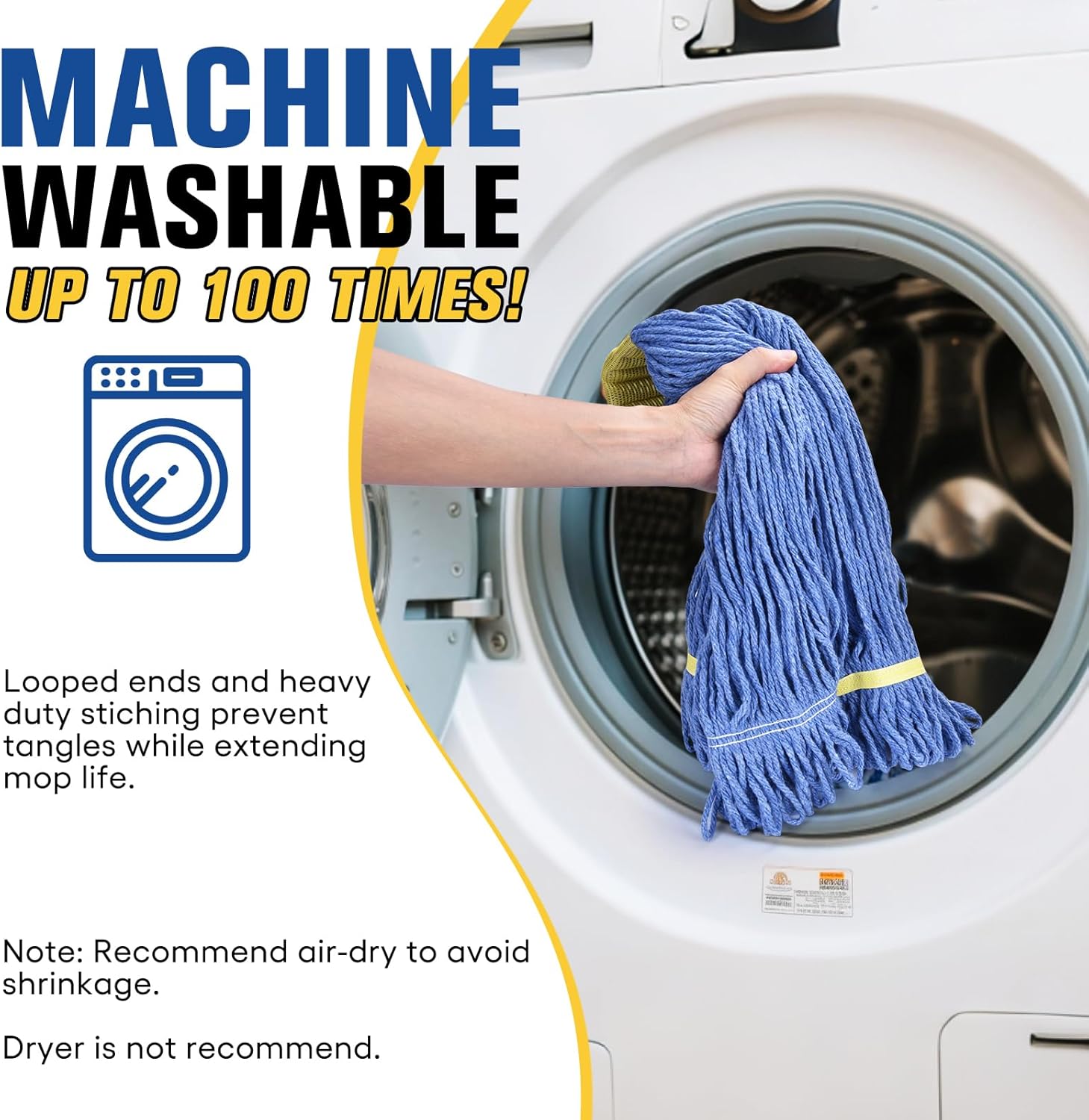 Matthew Cleaning Commercial Mop Head Replacement, 5 Inch Wide Headband, Looped End Cotton Blend