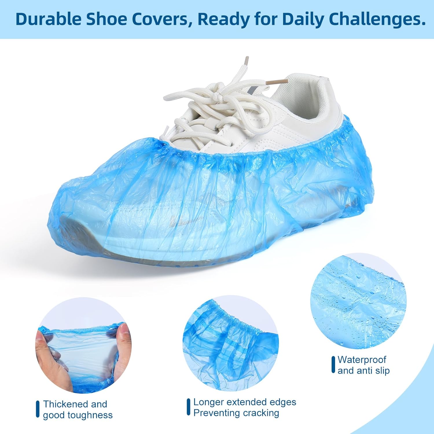1000 Pcs Shoe Covers Disposable, Non-Slip, Reliable Shoe Covers for Indoors, 15.7'' Adjustable Size
