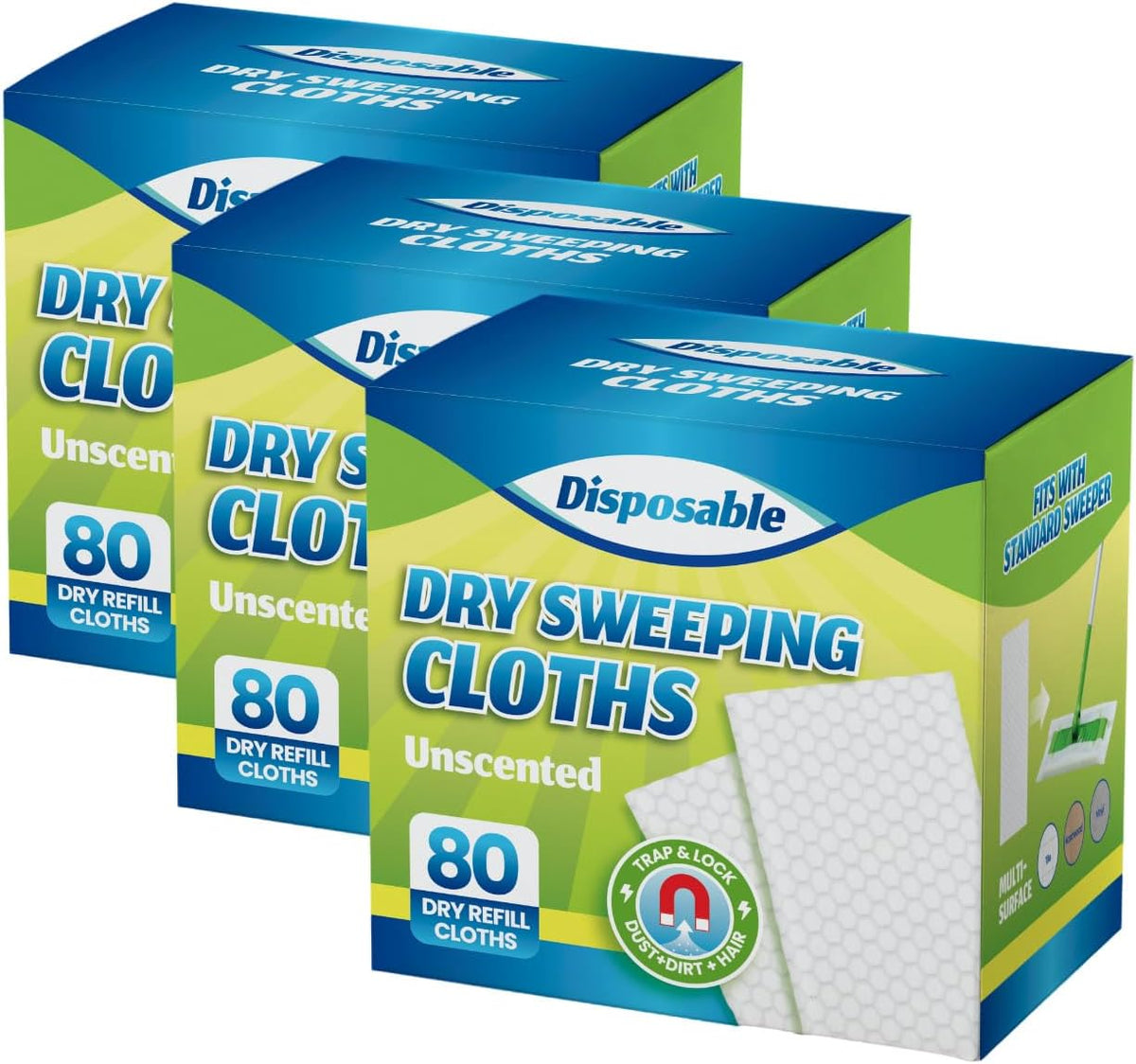 Dry Sweeping Cloths Disposable Mop Refills Floor Dust Mop Pad, Floor Cloth Refills for Swiffer