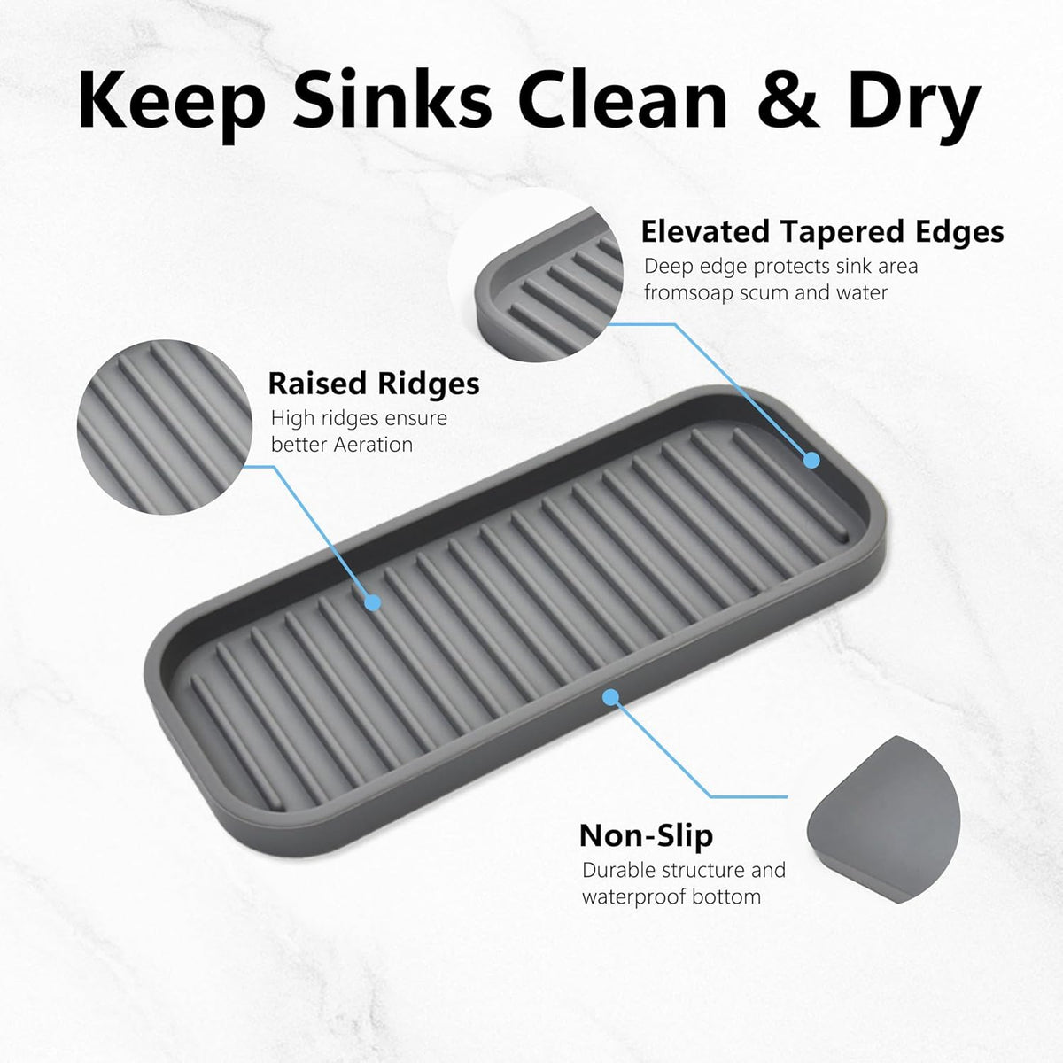 Silicone Sponge Holder - Dish soap Holder for Kitchen Counter 2 Pack, Waterproof Sponge soap Tray