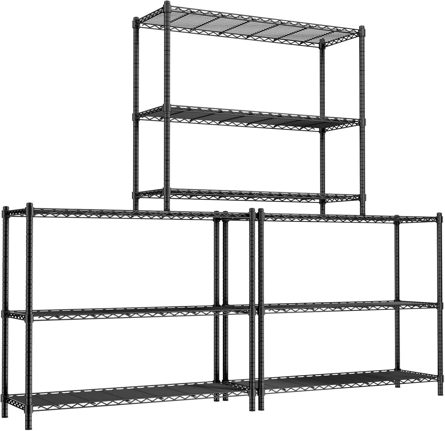 Storage Shelves, 3 PCS 48" L x 20" W x 47" H Heavy Duty Garage Wire Shelving Unit Loads 1200LBS