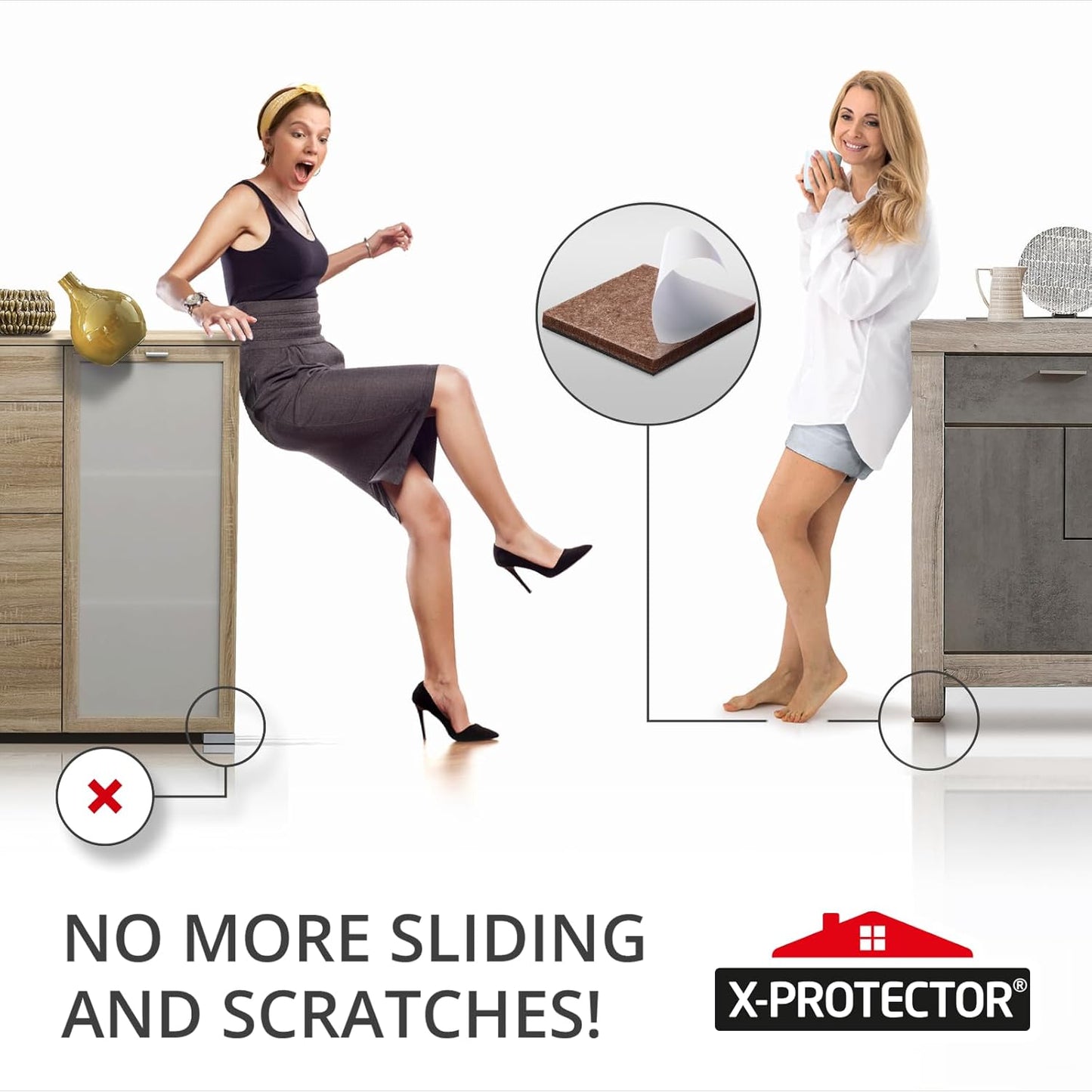 X-PROTECTOR Non Slip Furniture Pads – 12 Premium Furniture Grippers 3"! Best SelfAdhesive Rubber