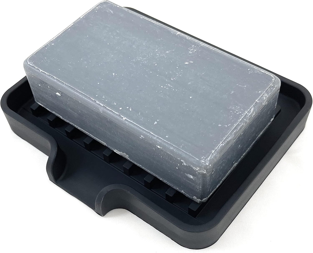 Happitasa Silicone Soap Dish Tray and Sponge Holder with Drain Chute, Pack of 2 | Bathroom and