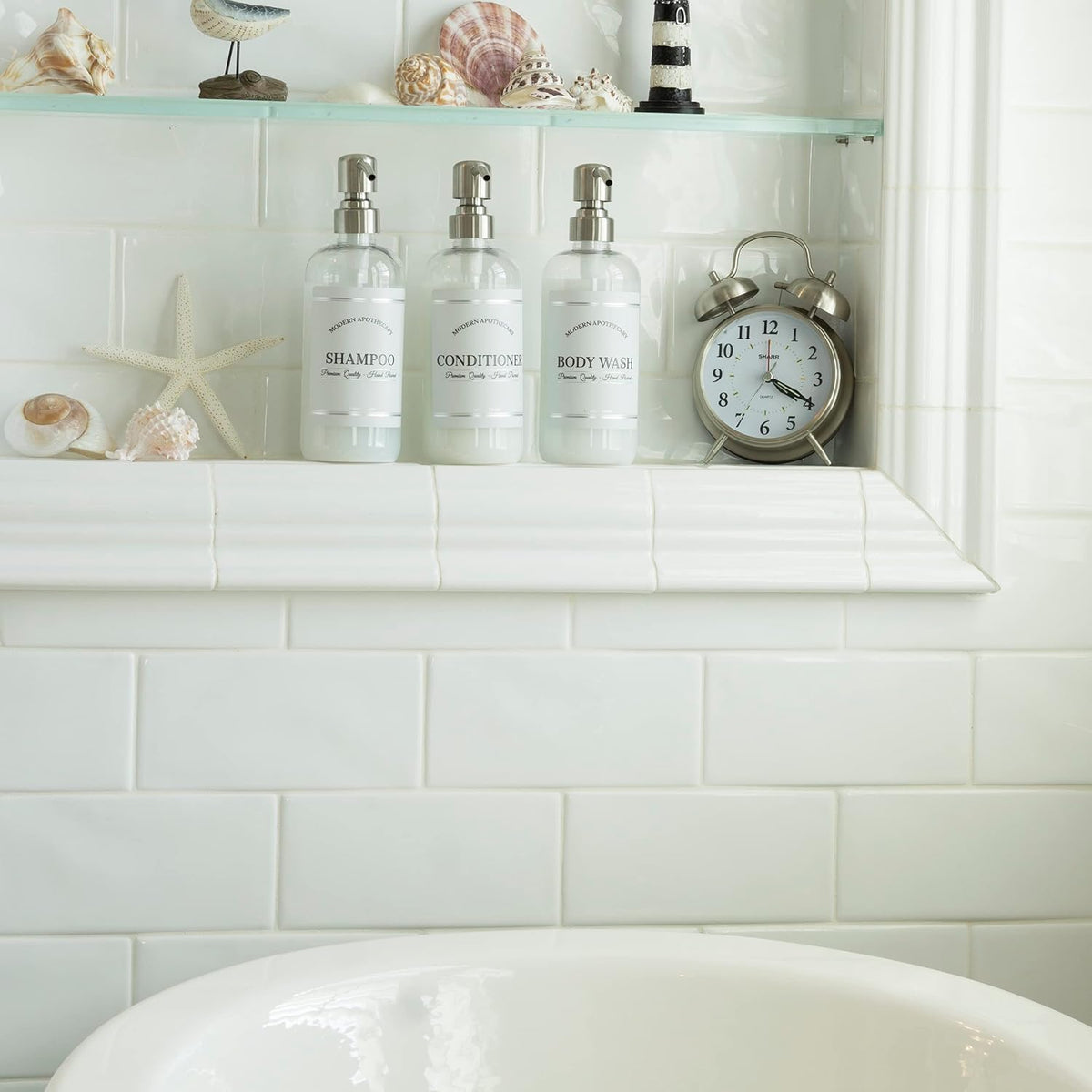Clear Refillable Shampoo and Conditioner Bottles - Body Wash, Shampoo and Conditioner Dispenser