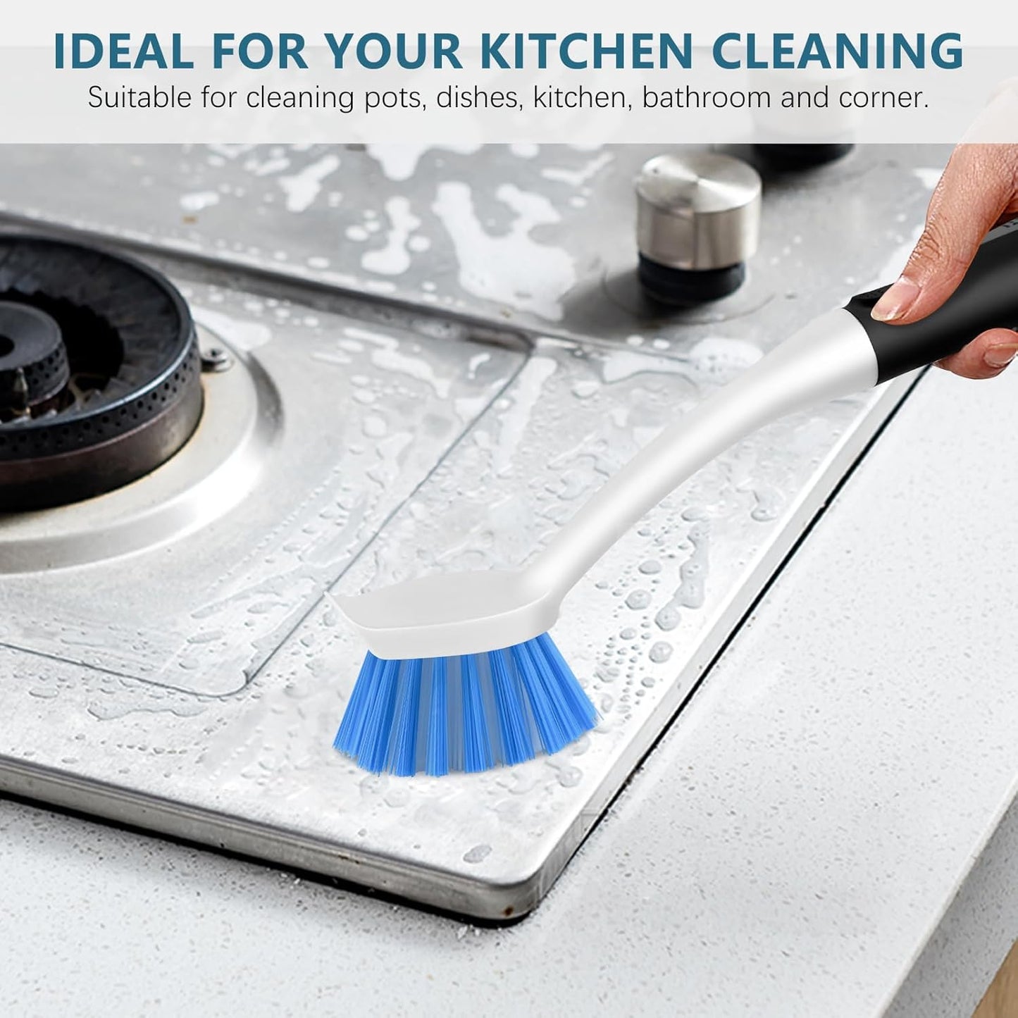 SetSail Dish Brush Set of 3 with Bottle Brush, Dish Scrub Brush with Long Handle Deep Cleaning