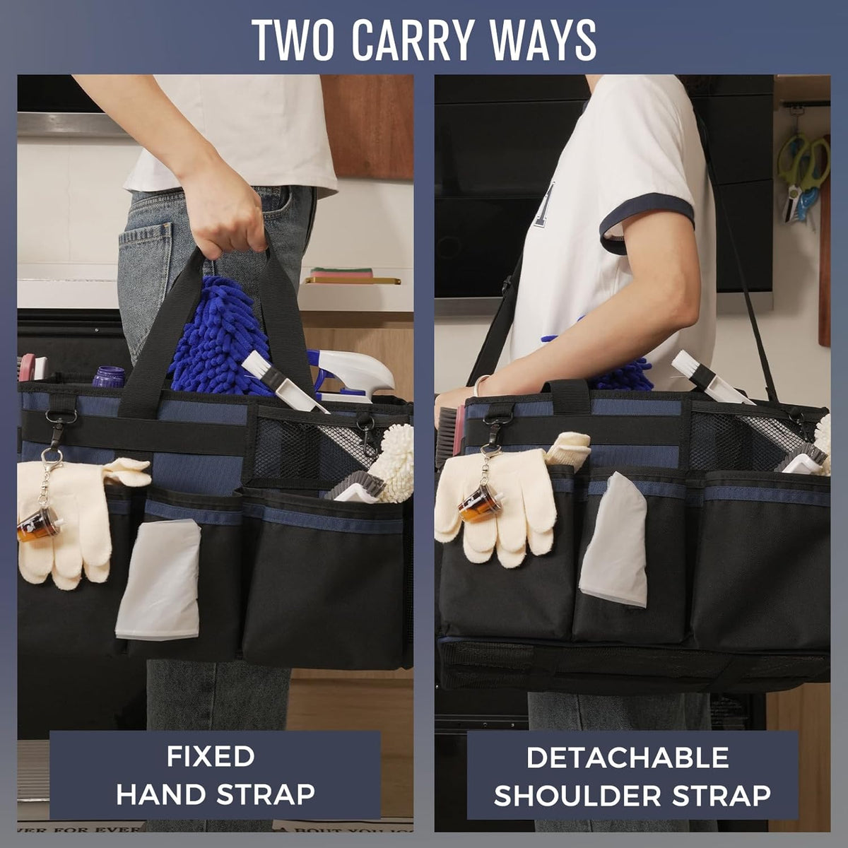 Wearable Cleaning Caddy, Cleaning Caddy Supplies Organizer with Handle & Shoulder Straps for