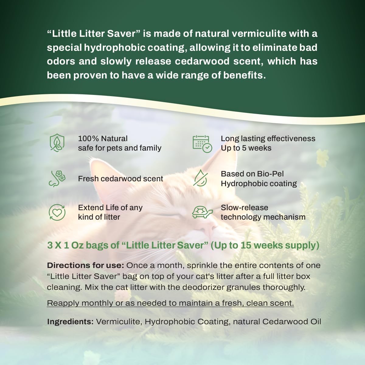 Little Litter Saver | a New Generation Of Cat Litter Box Deodorizer | Unique Formula for Slow