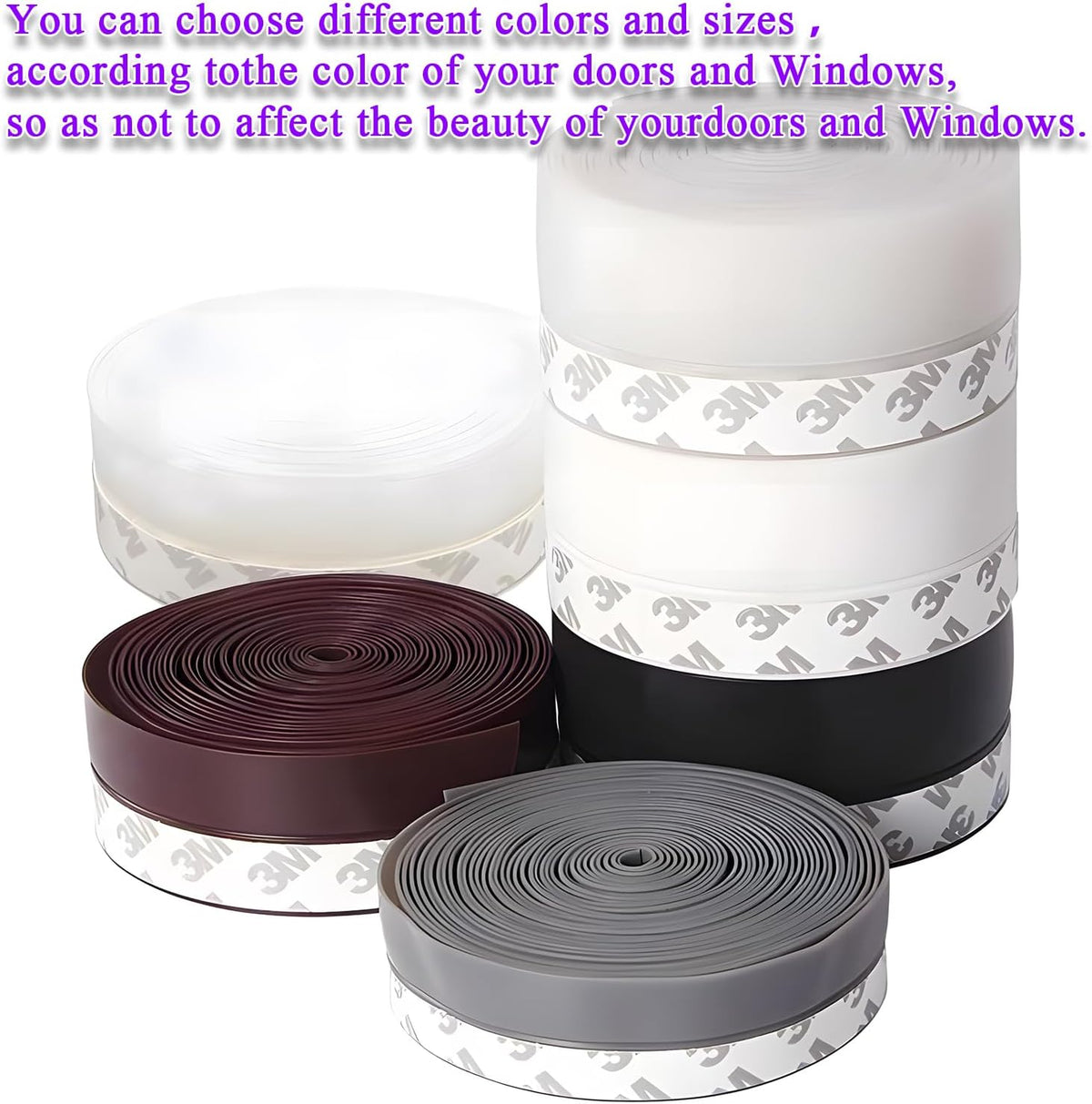 Weather Stripping Door Seal Strip for Gaps, Silicone Draft Stopper Adhesive Tape for Sliding Doors