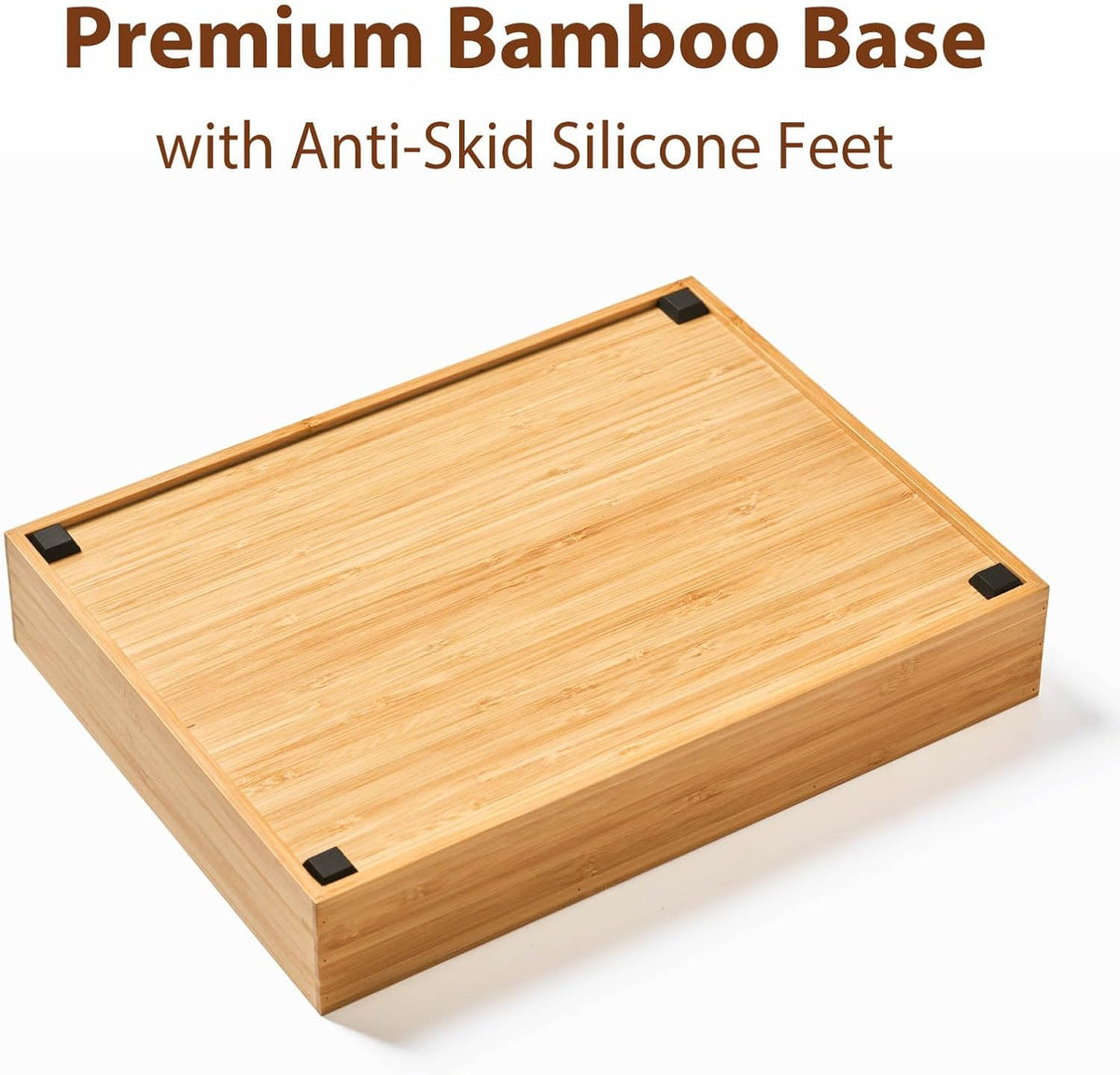 Umilife Desk Drawer Organizer, Bamboo Wood Organizer Tray with Adjustable Compartments, Office Desk