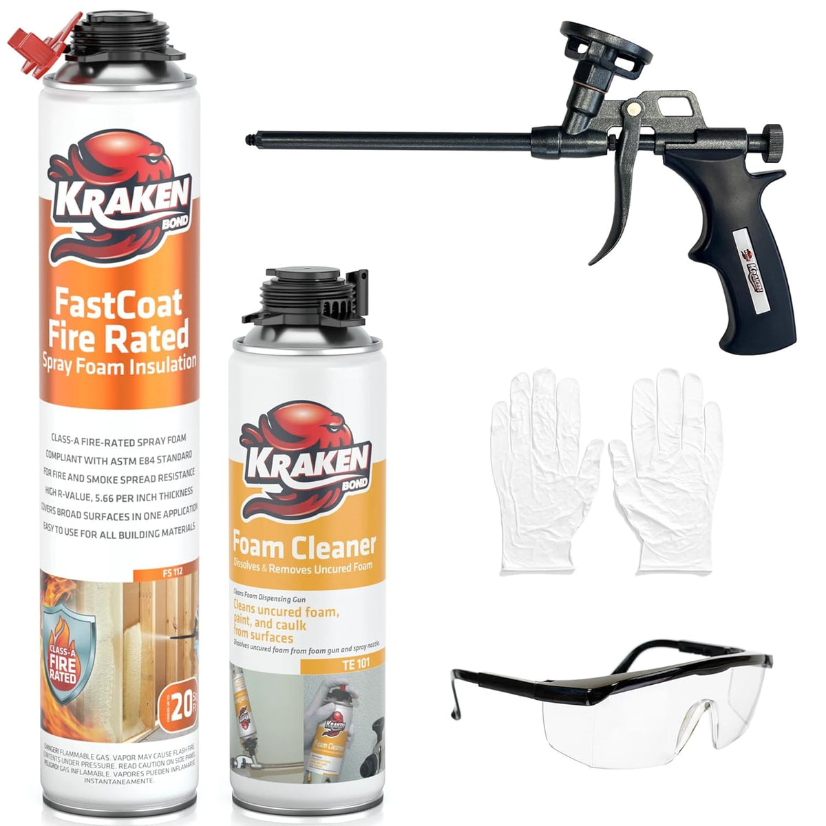 Kraken Bond Fastcoat Fire Rated Spray Foam Insulation Kit Closed Cell in a Can 20 sq ft (1x27.1