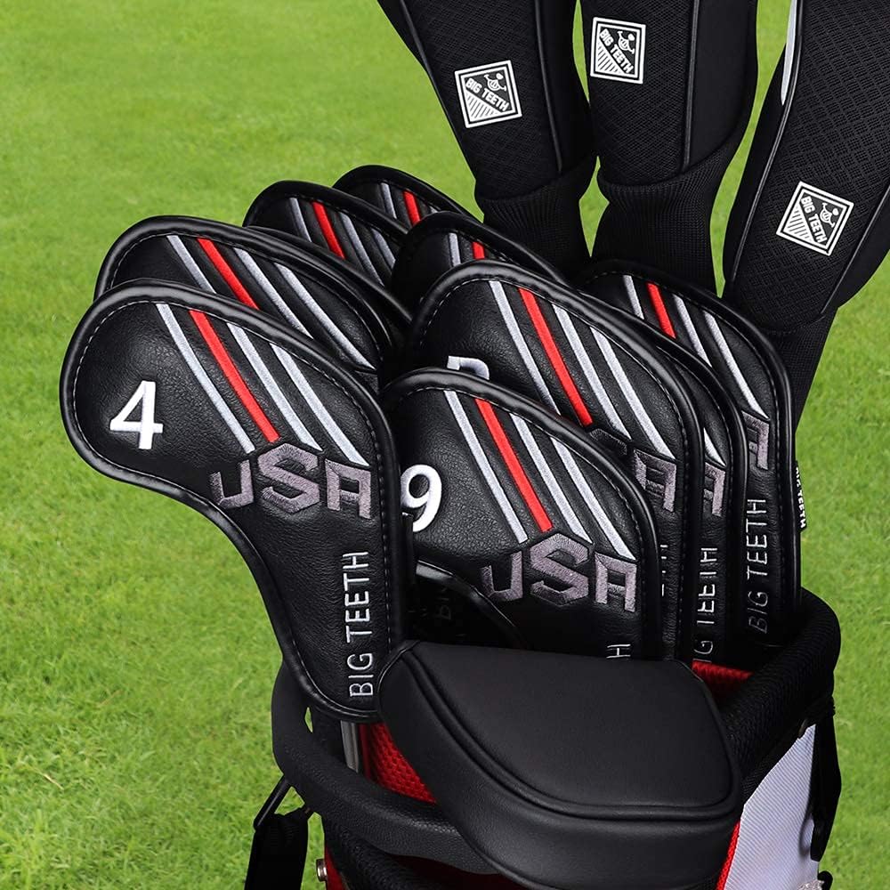 Big Teeth Golf Cover USA Stripe and Star Headcover Covers, Driver Fairway Wood Hybrid Headcovers