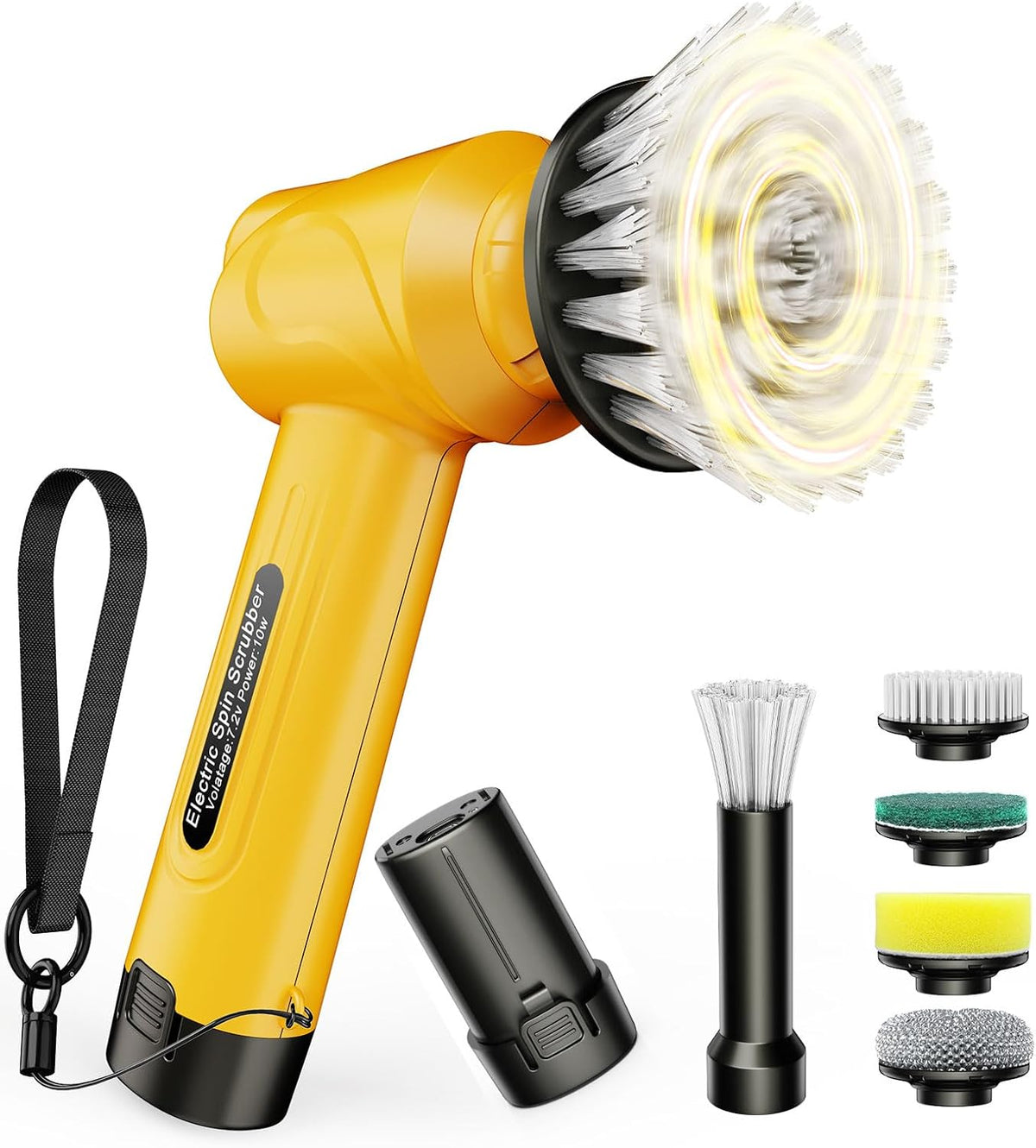 qimedo Battery Electric Spin Scrubber Q4, 800RPM Handheld Scrubber for Cleaning with Display, Power