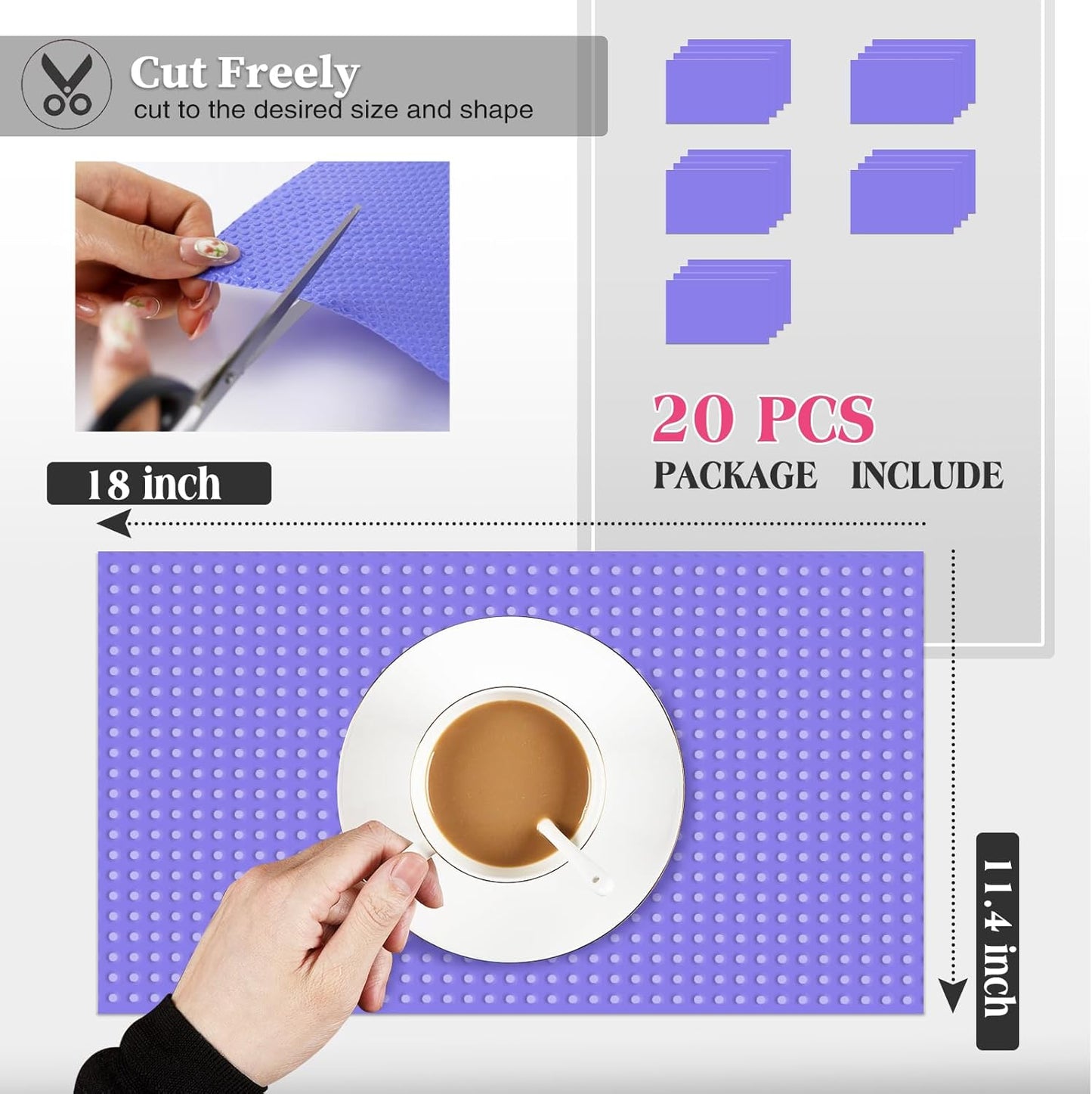 Daixer 20Pcs Refrigerator Liners, Washable Fridge Liner Shelf Mats Refrigerator Pads for Cupboard