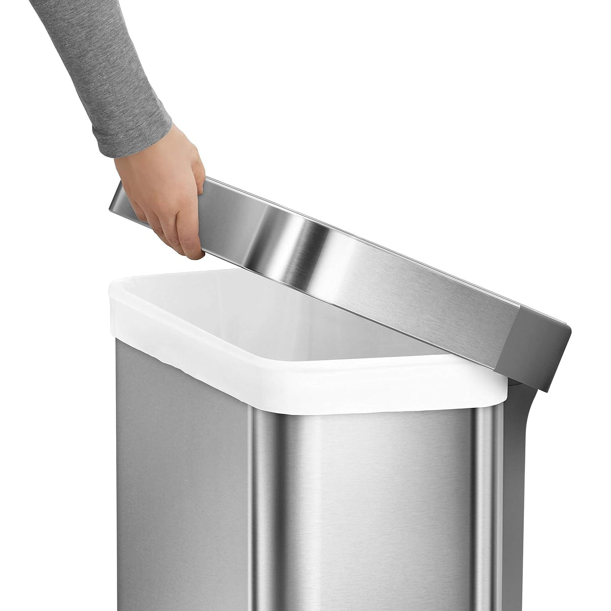 simplehuman 55 Liter / 14.5 Gallon Rectangular Hands-Free Kitchen Step Trash Can with Soft-Close