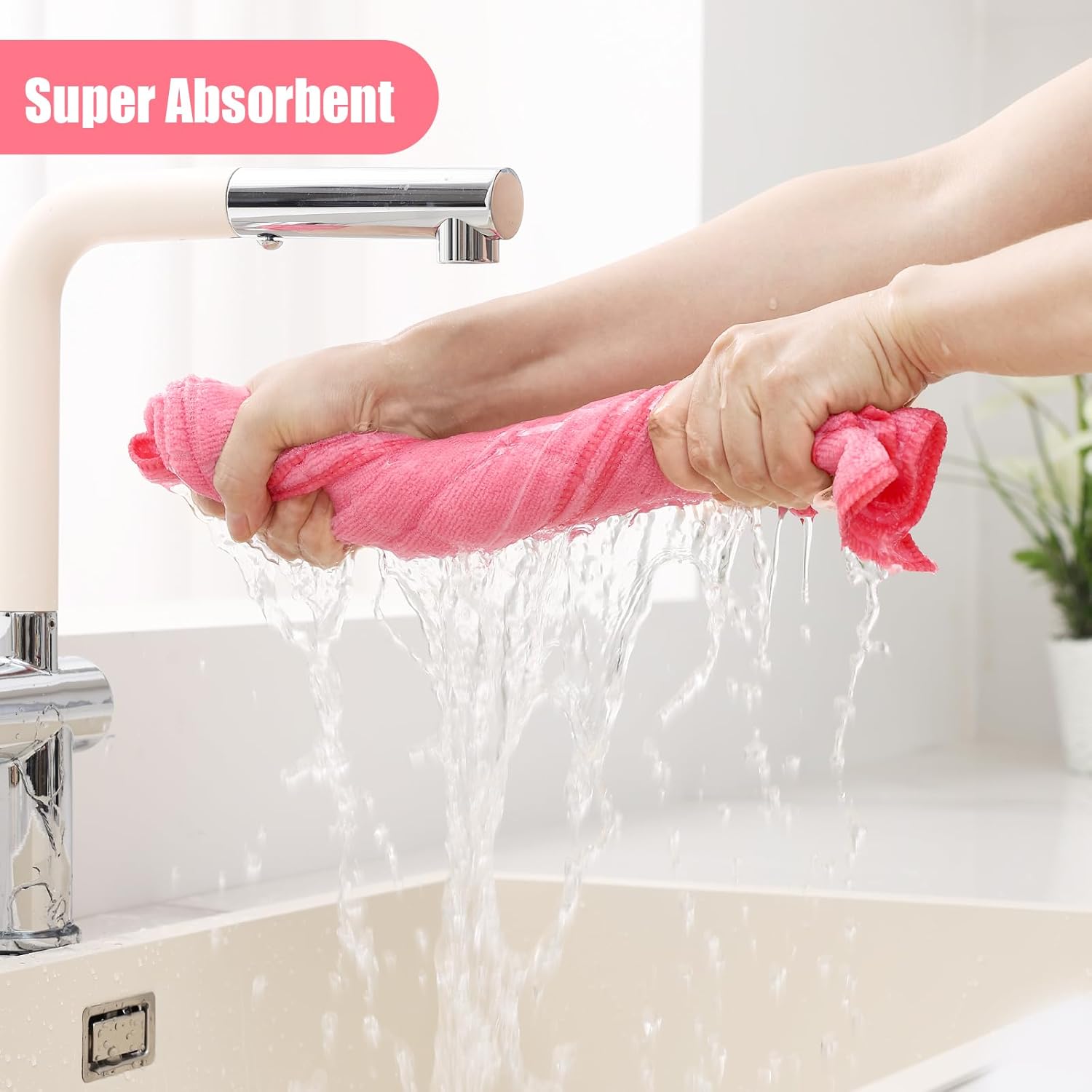 Homaxy Microfiber Kitchen Towels and Dishcloths Set, 12 Pack Soft and Absorbent Dish Hand Towels