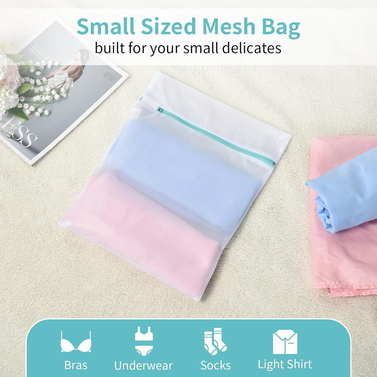 OTraki 12x16 Inch Mesh Laundry Bag 2 Pack Small Lingerie Sock Bag Washing Machine Soft Fine Mesh