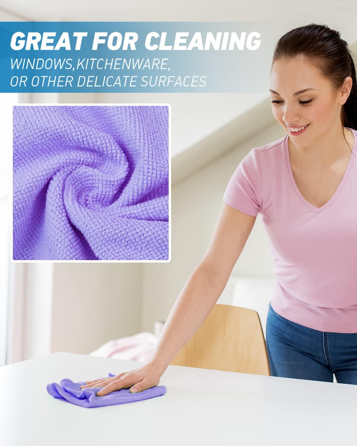 Microfiber Cleaning Cloth-24Pcs (13x13 inch) Ultra Soft Highly Absorbent Rags for