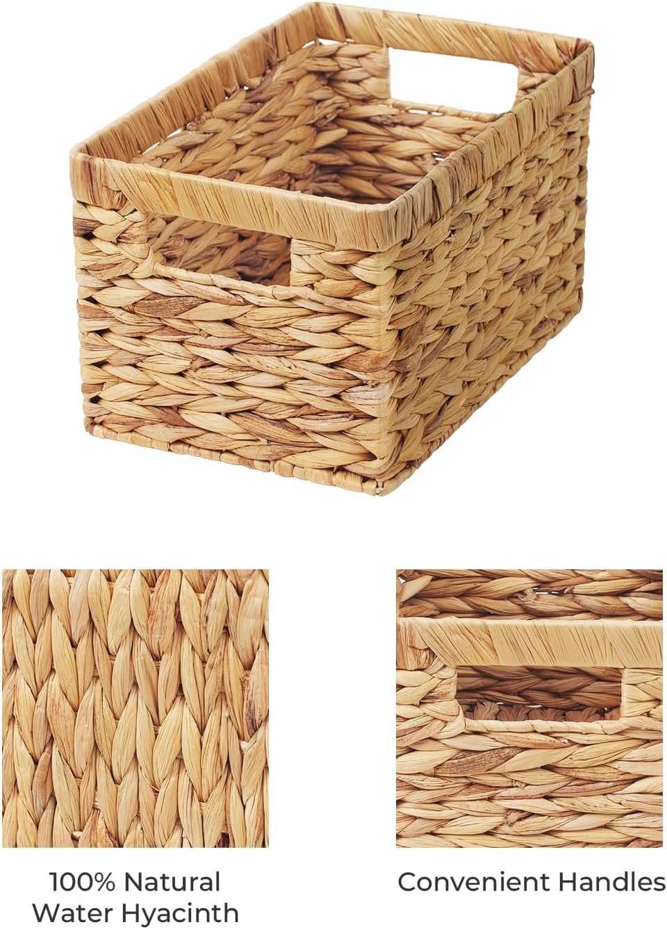 StorageWorks Wicker Basket, Baskets for Organizing, Storage Basket with Built-in Handles, Water