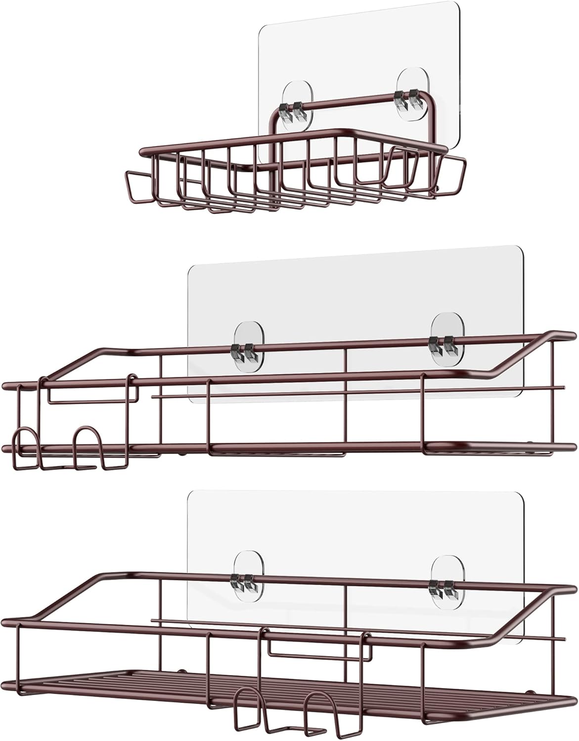 Nieifi Shower Caddy Shelf with Hooks Storage Rack Organizer Adhesive Stainless Steel without