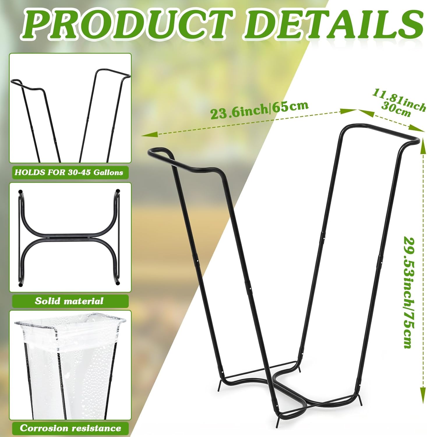 Gisafai 2 Pieces Metal Leaf Bag Holder Stand Portable Trash Bag Holder Frame Outdoor Holds 30-45